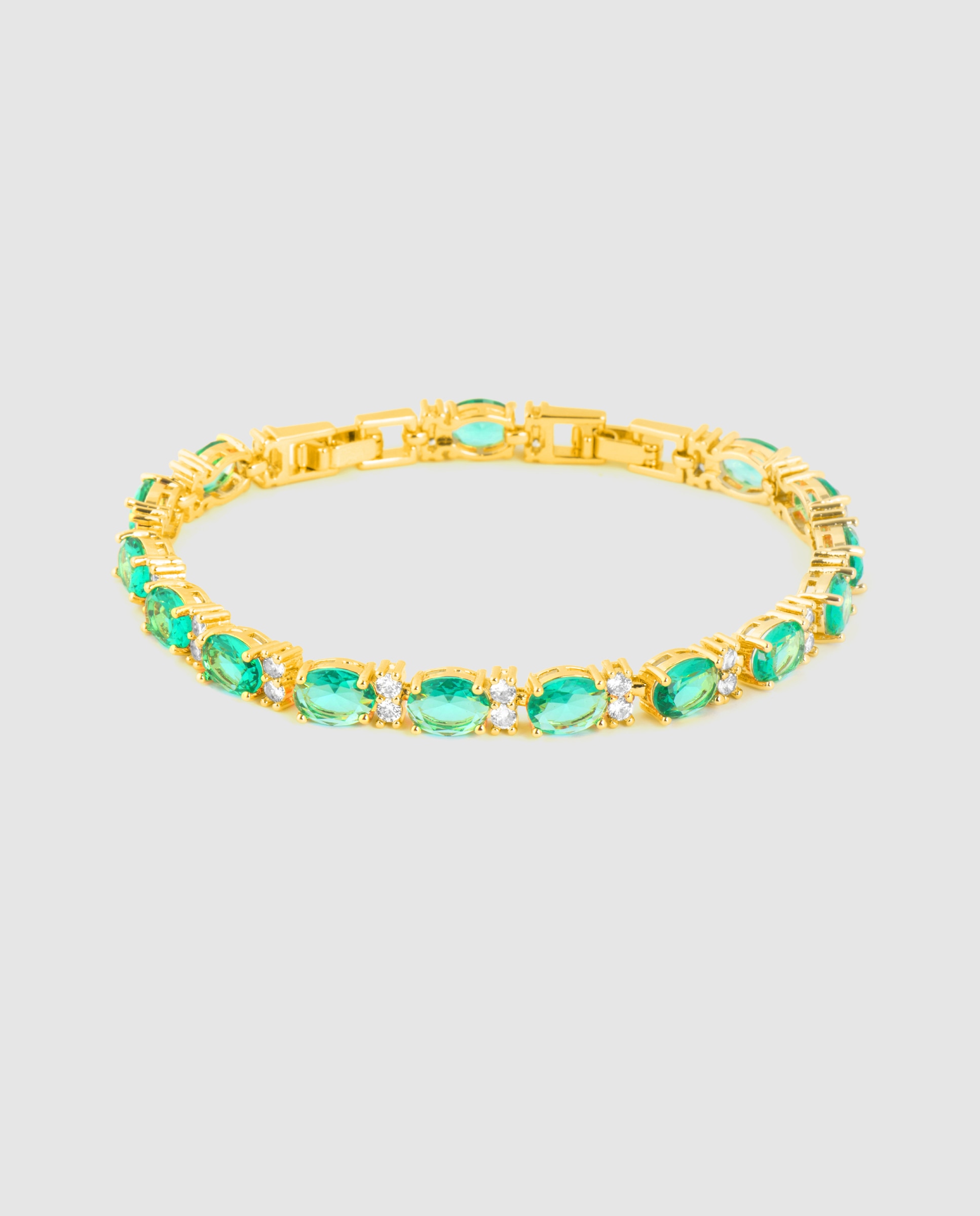 Pulseira com Elos África Acabada em Ouro Amarelo de 18 Quilates com Quartzo Hidrotermal Paraíba Verde-1