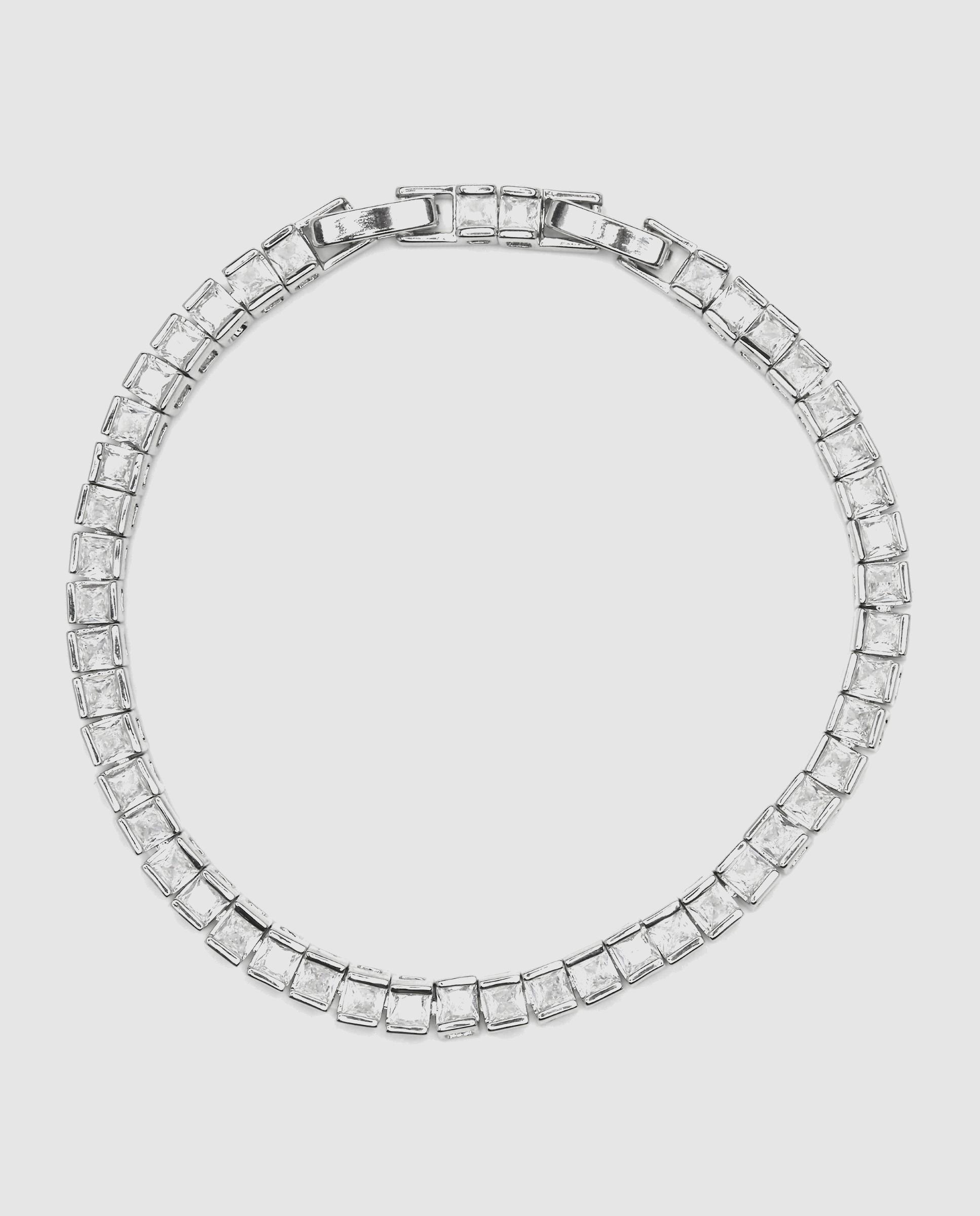 Pulseira Riviere África Acabada em Ródio com Zirconita Brilhante Prata brilhante / Transparente-4