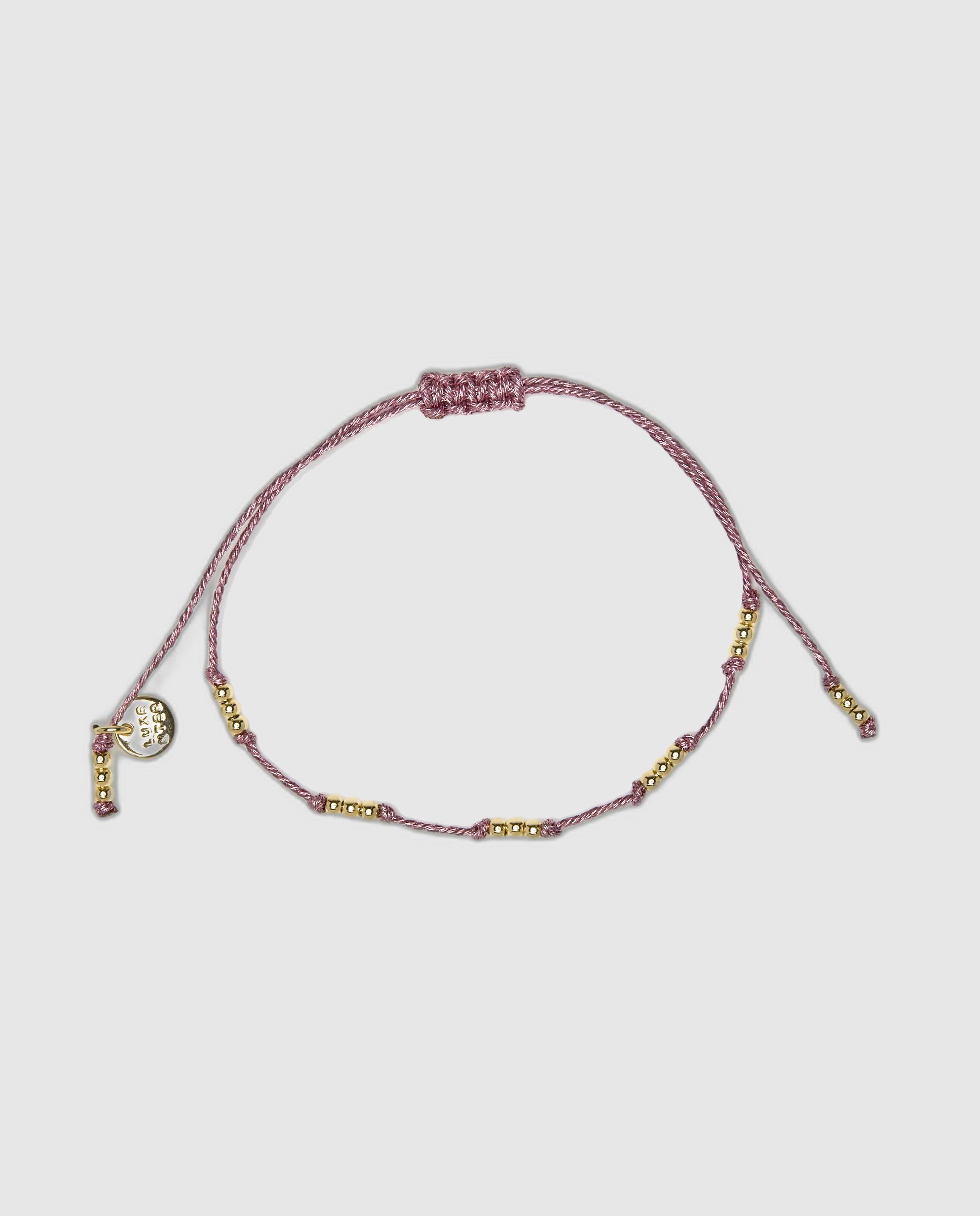 Pulseira de Cordão e Fio Boho Acabada em Ouro de 18 Quilates com Cordão Roxo Roxo-2