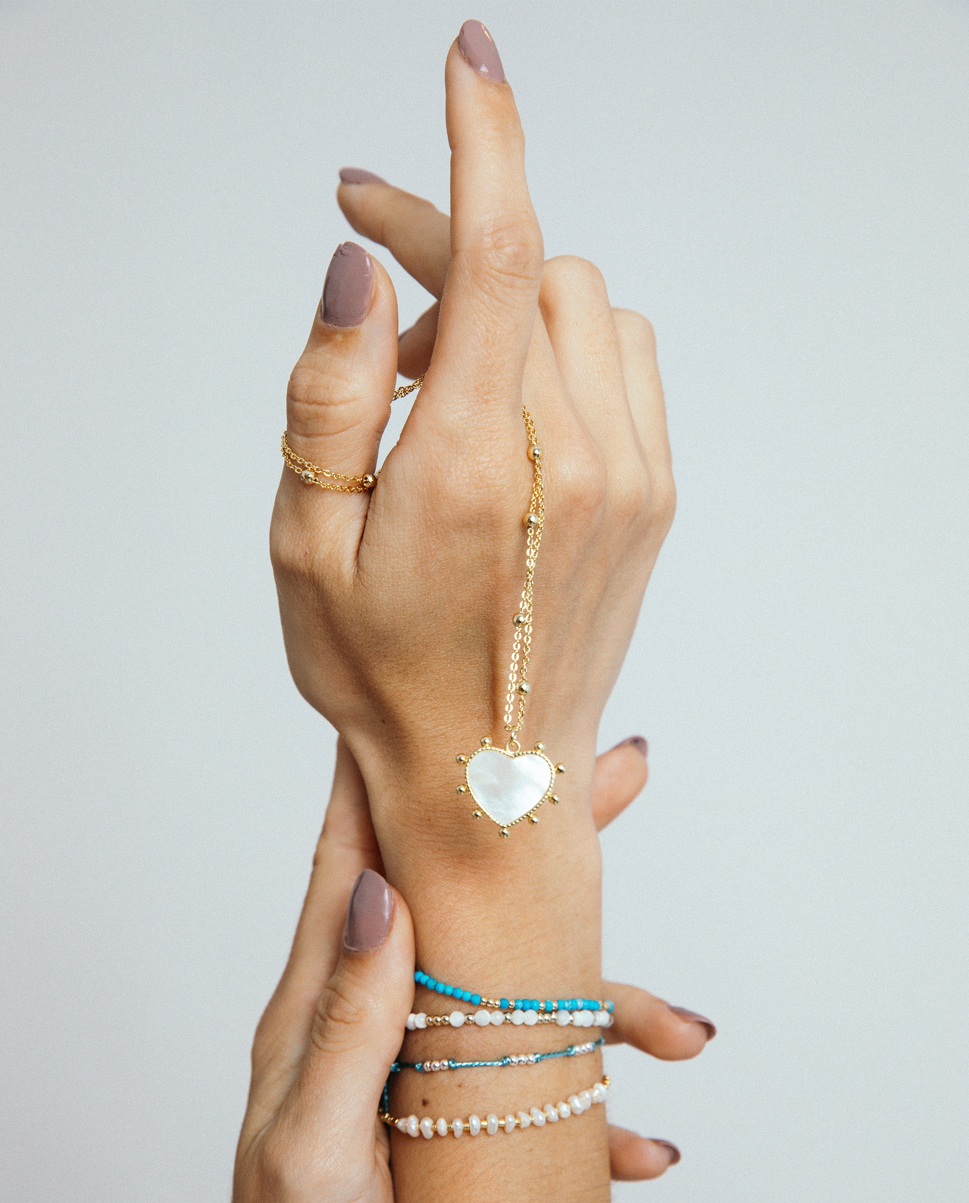 Pulseira de Corrente Boho Acabada em Ouro de 18 Quilates com Madrepérola Ouro-4