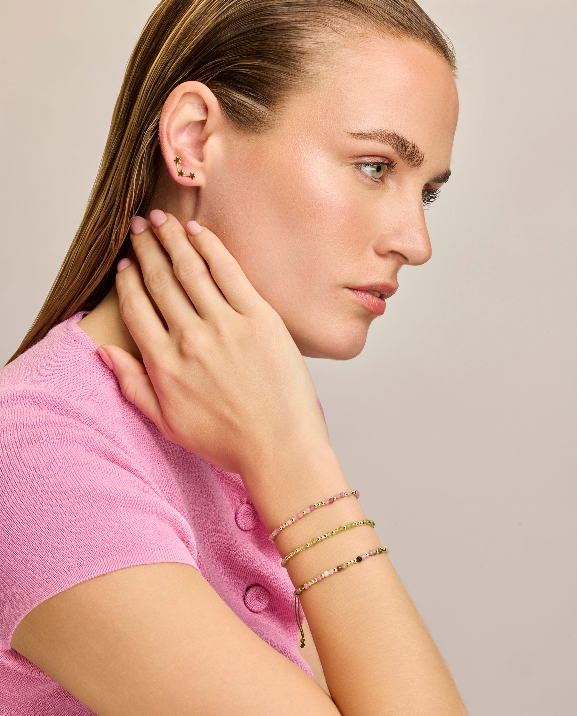 Pulseira de Corrente Boho Acabada em Ouro de 18 Quilates com Peridoto Ouro-2