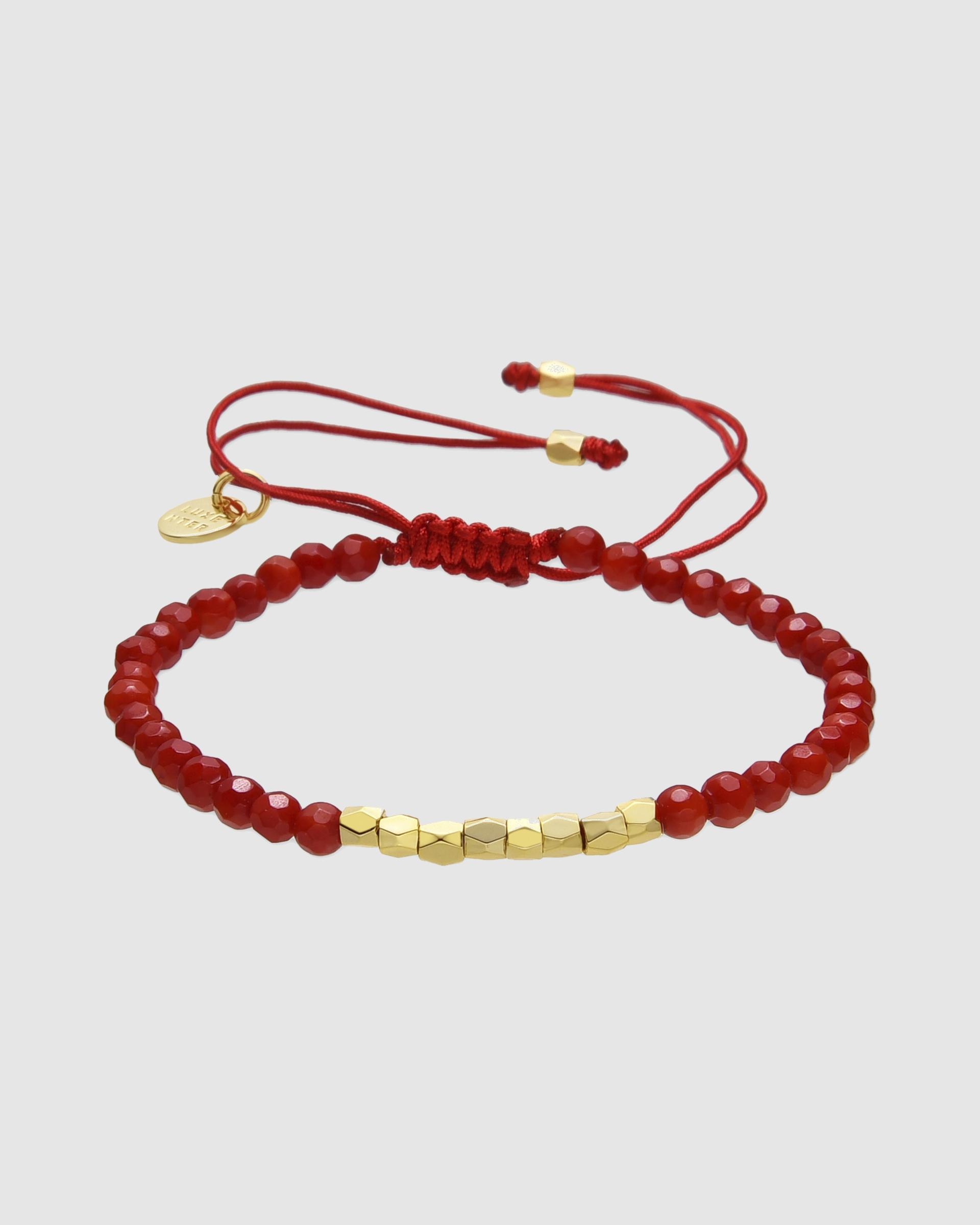 Pulseira de Cordão e Fio Boho Acabada em Ouro de 18 Quilates com Coral Ouro-1