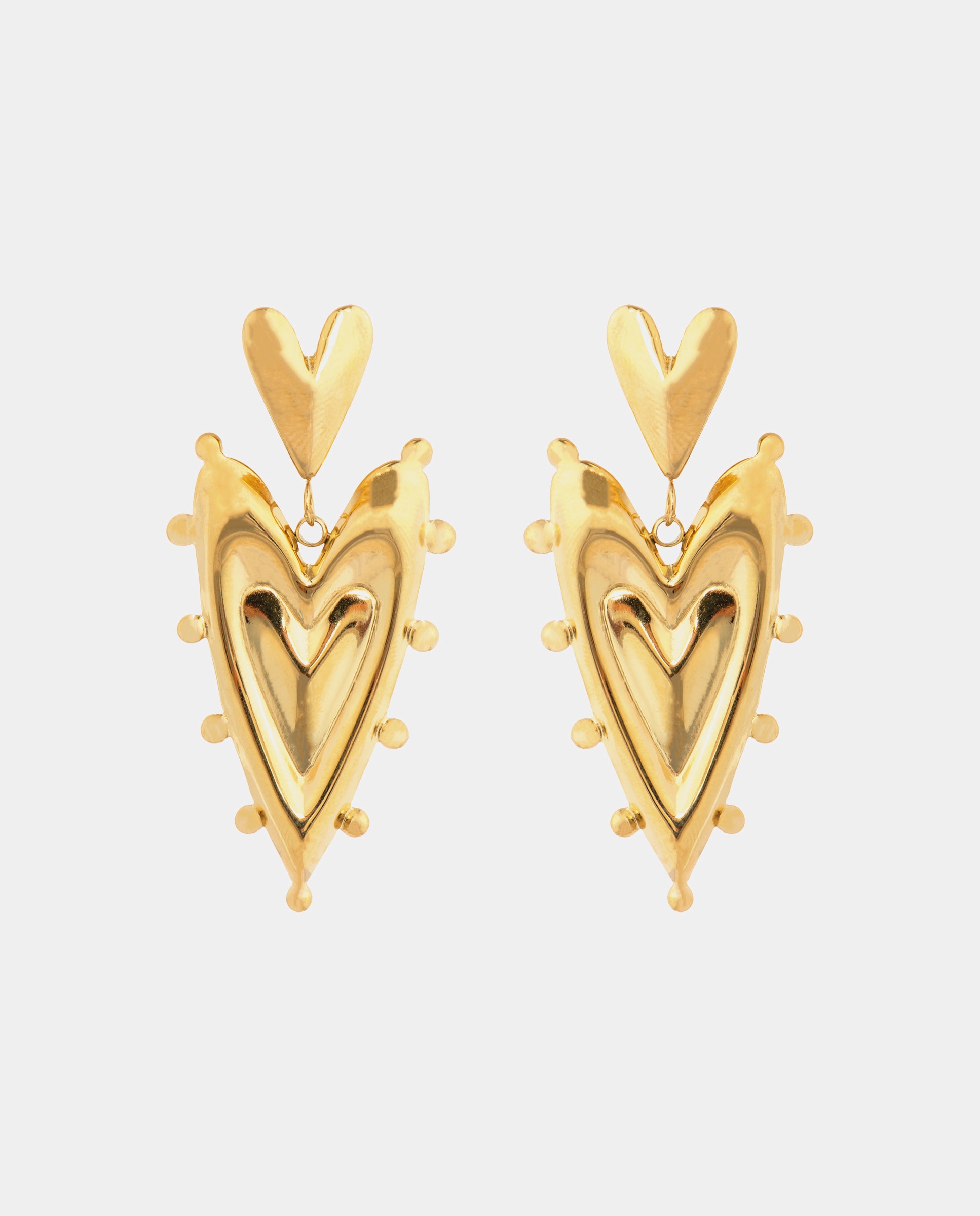 Brincos Boho de Aço com Acabamentos em Ouro Amarelo de 18 Quilates Ouro-1