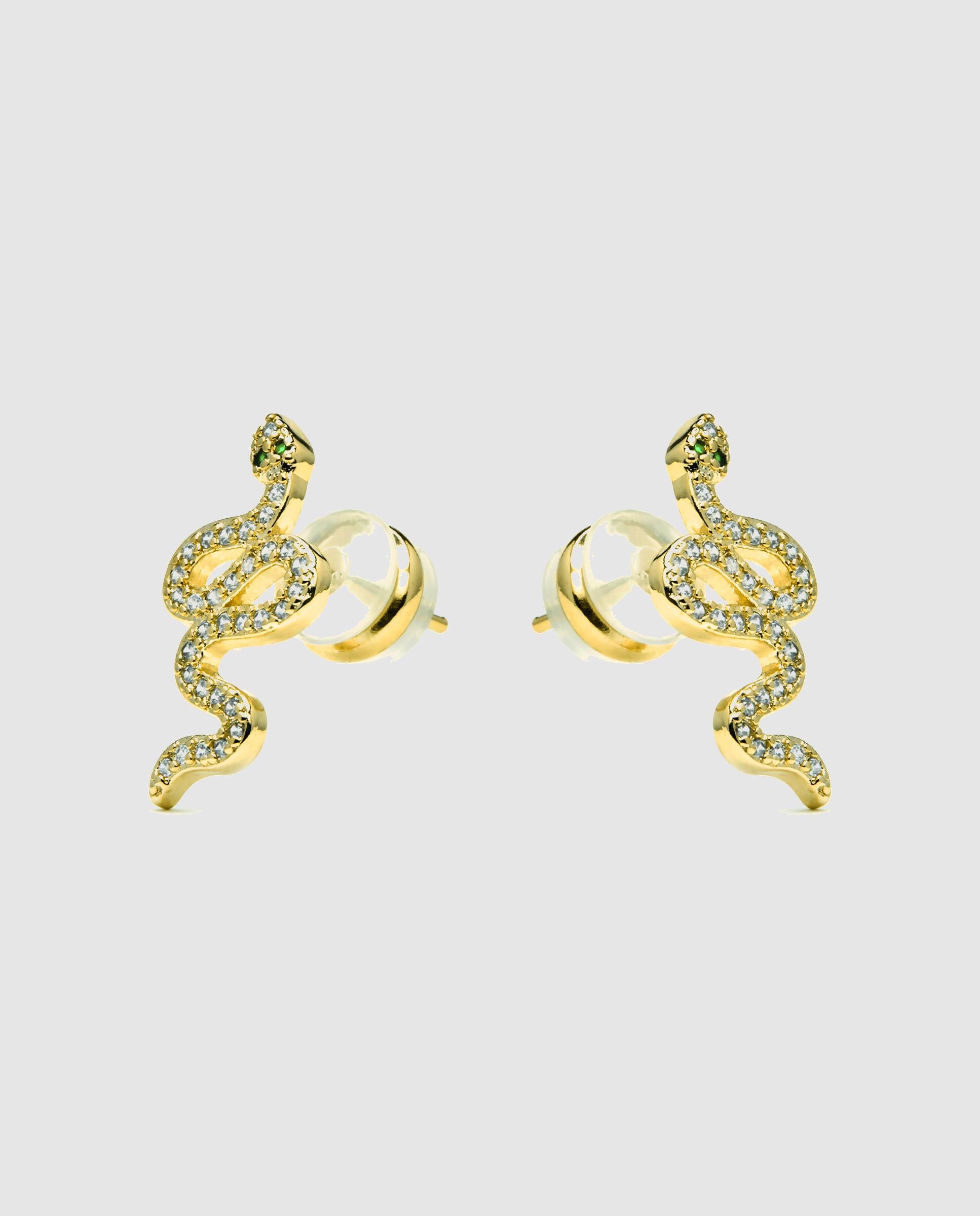 Brincos Basic Acabados em Ouro de 18 Quilates com Zirconita Brilhante Ouro-4