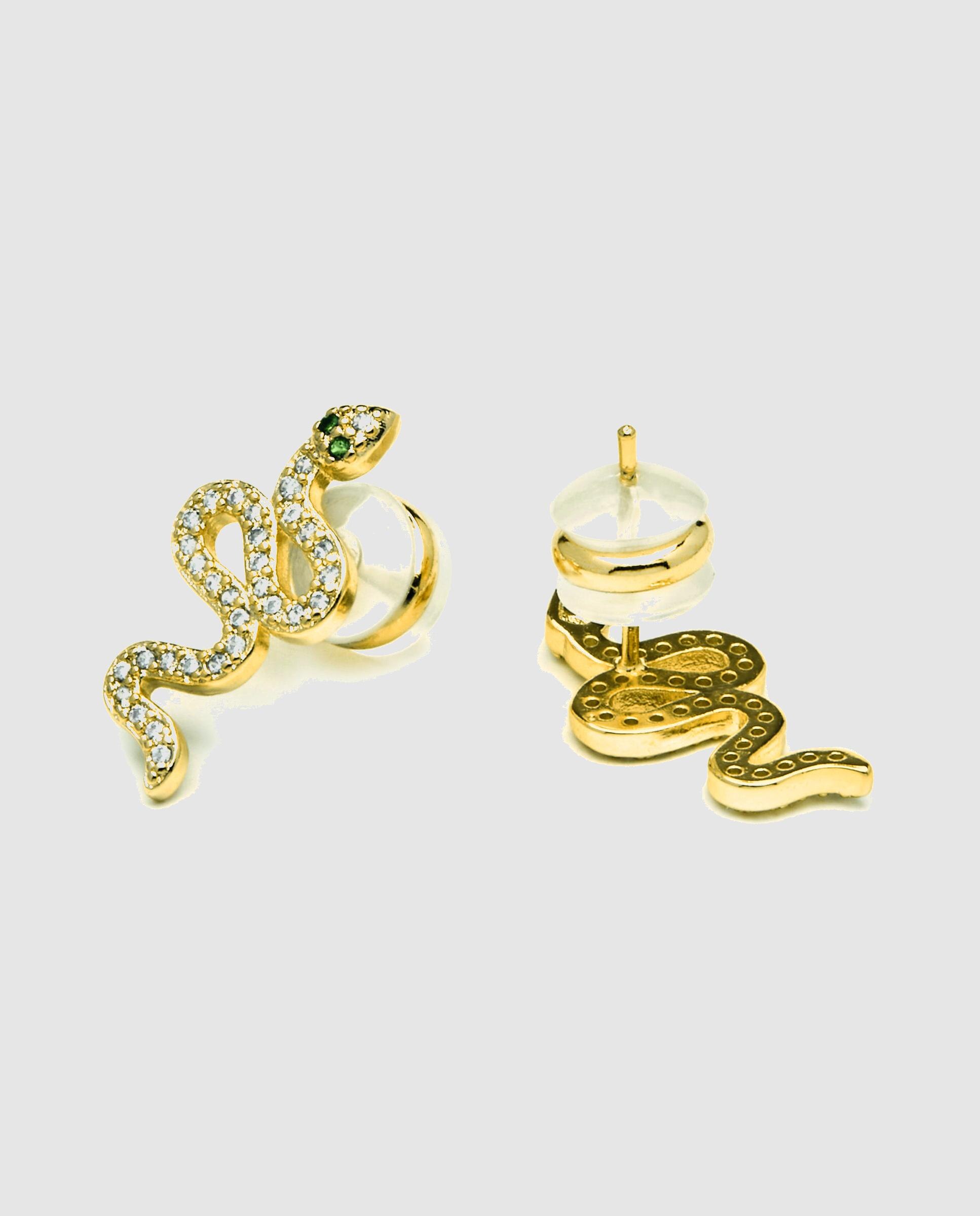 Brincos Basic Acabados em Ouro de 18 Quilates com Zirconita Brilhante Ouro-5