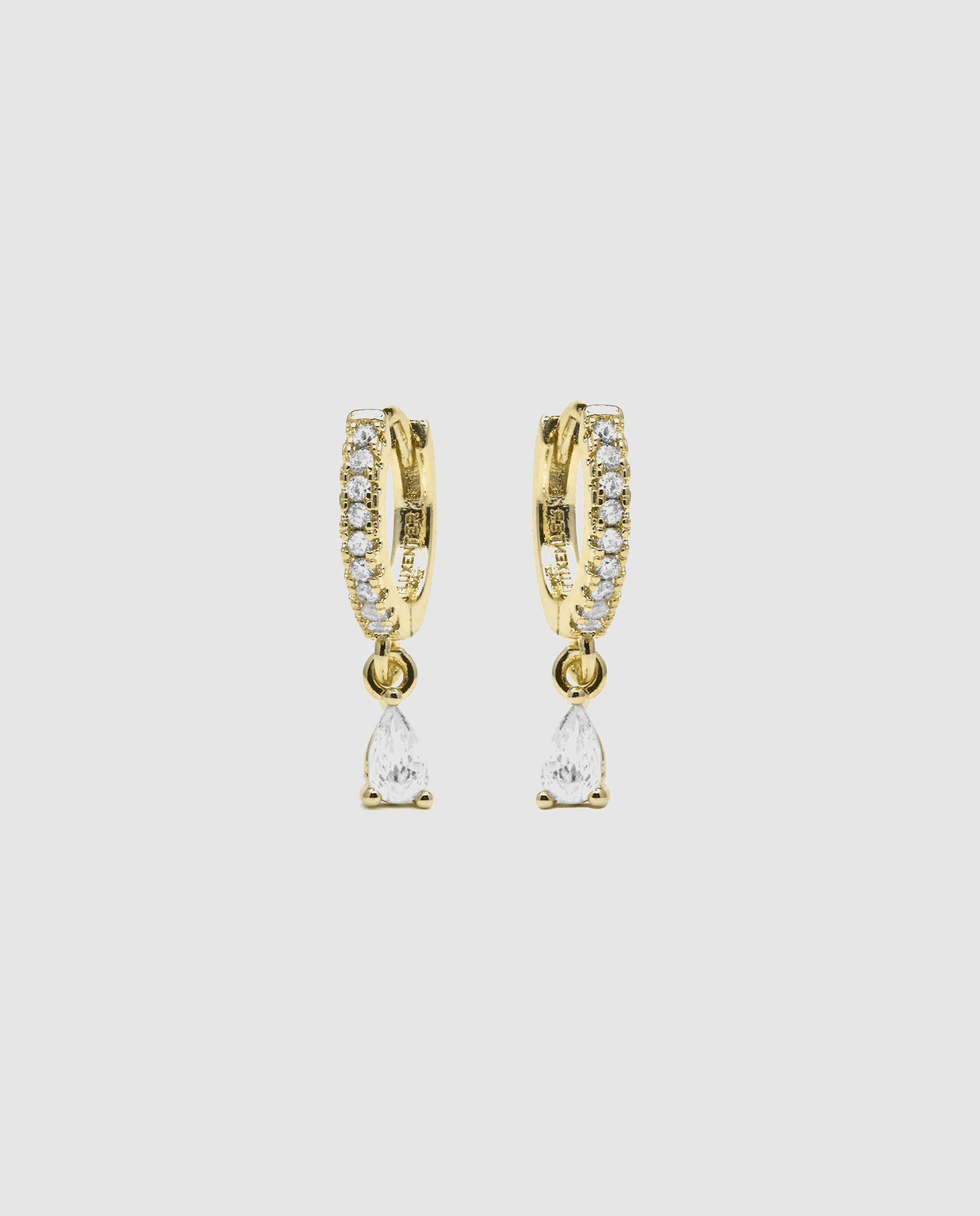 Brincos de Argola Basic Acabados em Ouro de 18 Quilates com Zirconita Brilhante Amarelo-4