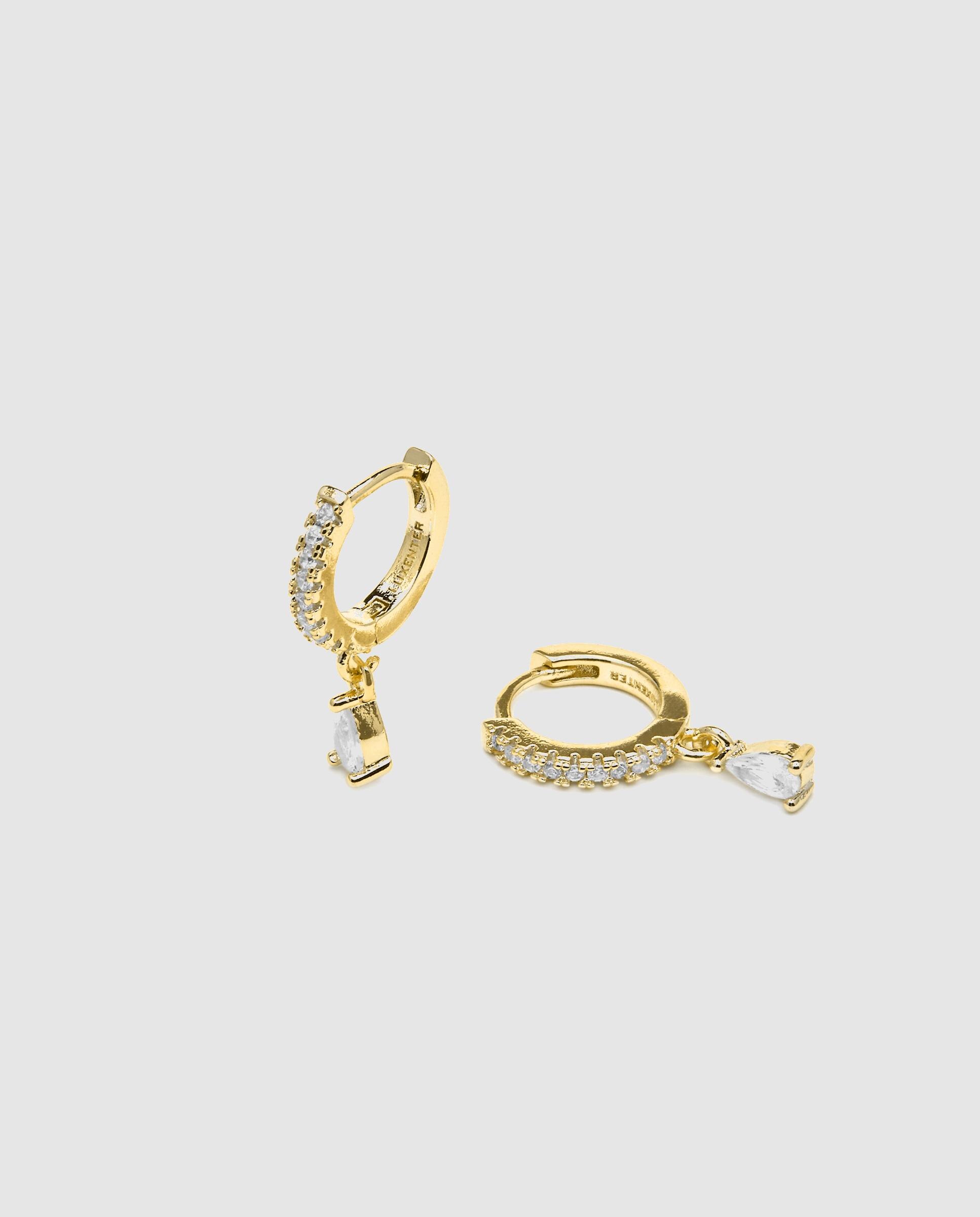 Brincos de Argola Basic Acabados em Ouro de 18 Quilates com Zirconita Brilhante Amarelo-5