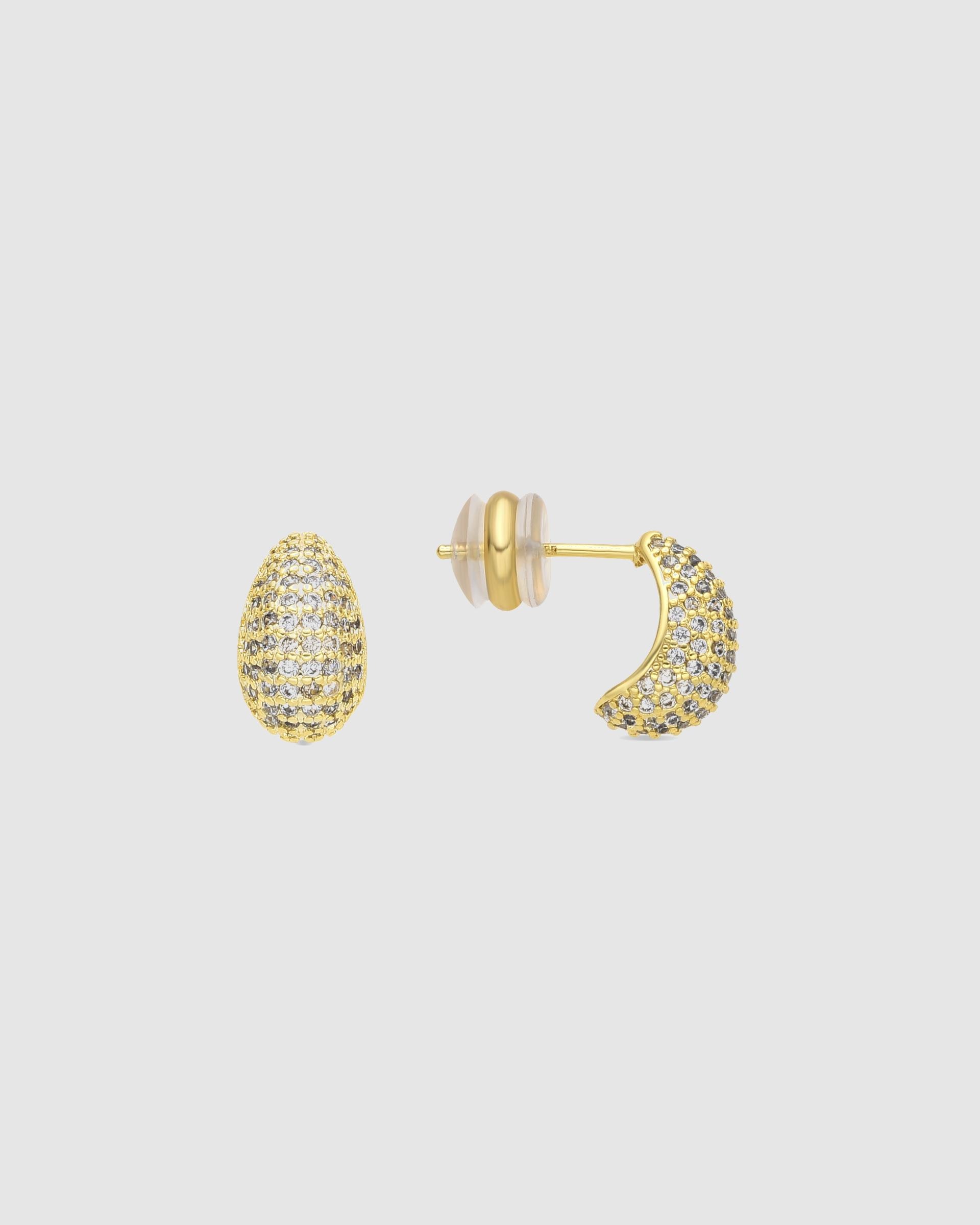 Brincos de Argola Basic Acabados em Ouro de 18 Quilates com Zirconita Brilhante Ouro-1