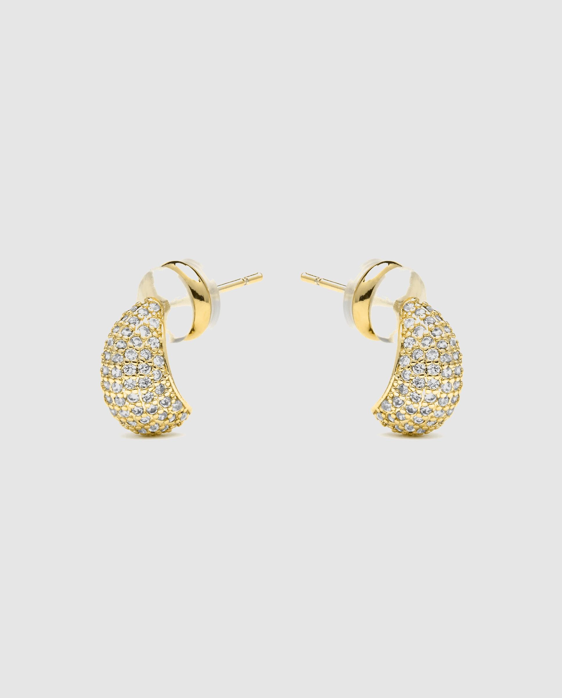 Brincos de Argola Basic Acabados em Ouro de 18 Quilates com Zirconita Brilhante Ouro-4