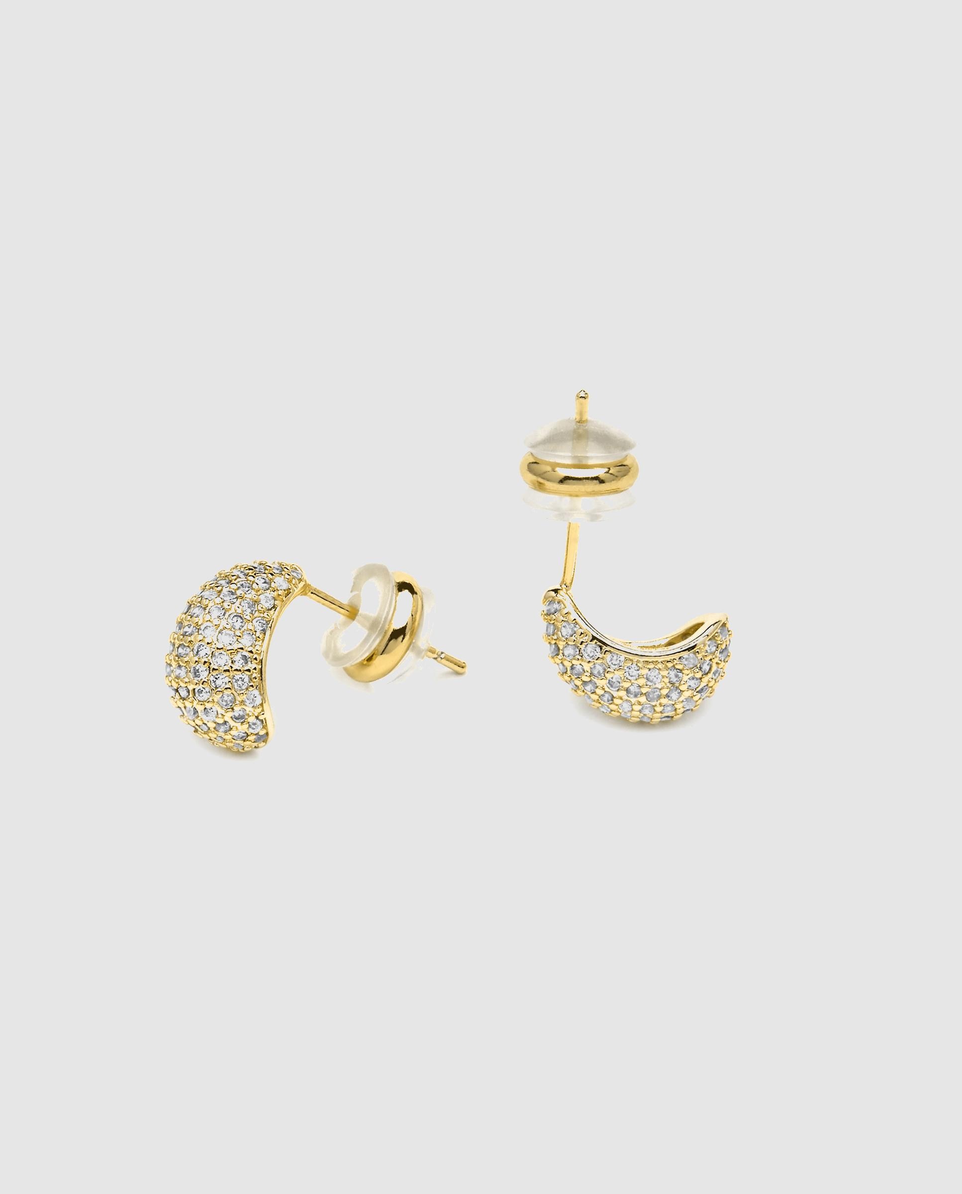 Brincos de Argola Basic Acabados em Ouro de 18 Quilates com Zirconita Brilhante Ouro-5