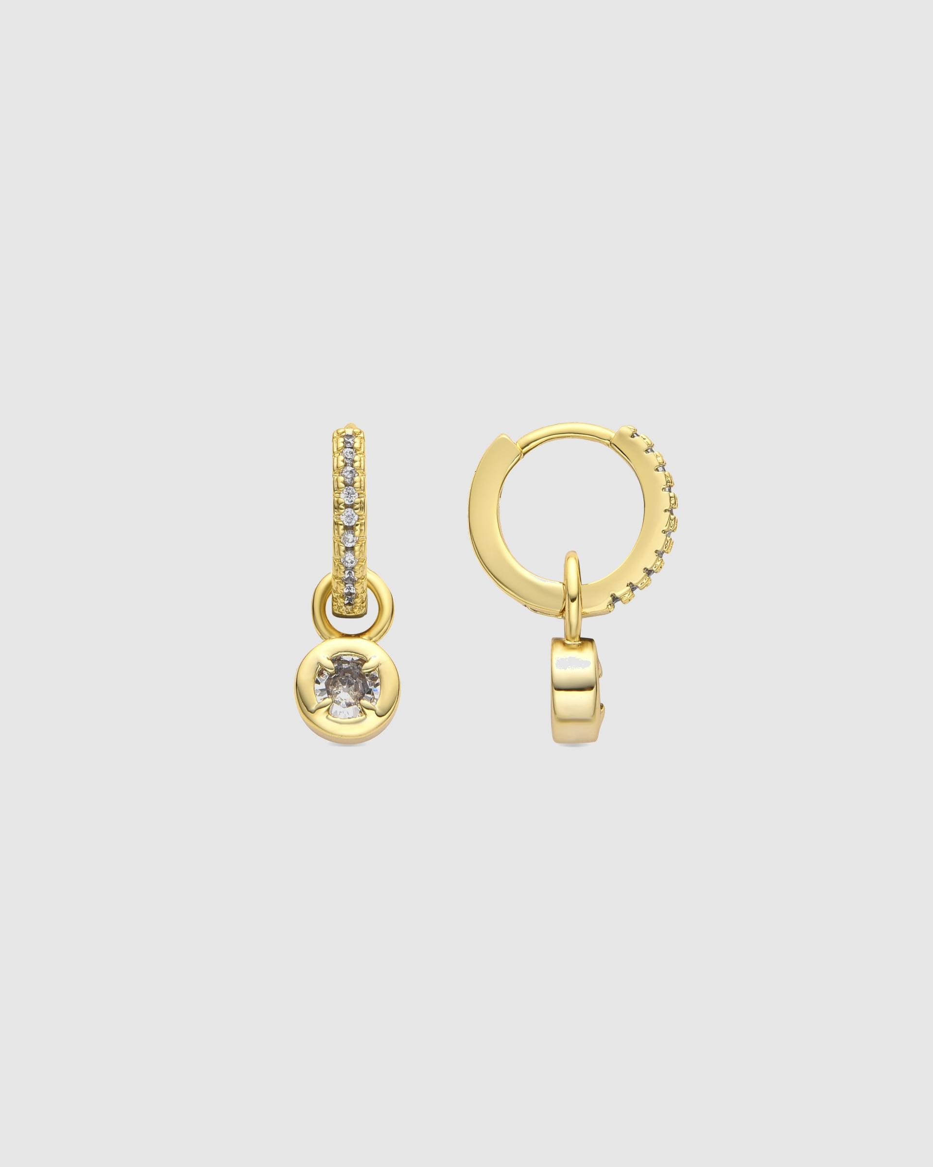 Brincos de Argola Basic Acabados em Ouro de 18 Quilates com Zircónias Brilhantes Amarelo-1