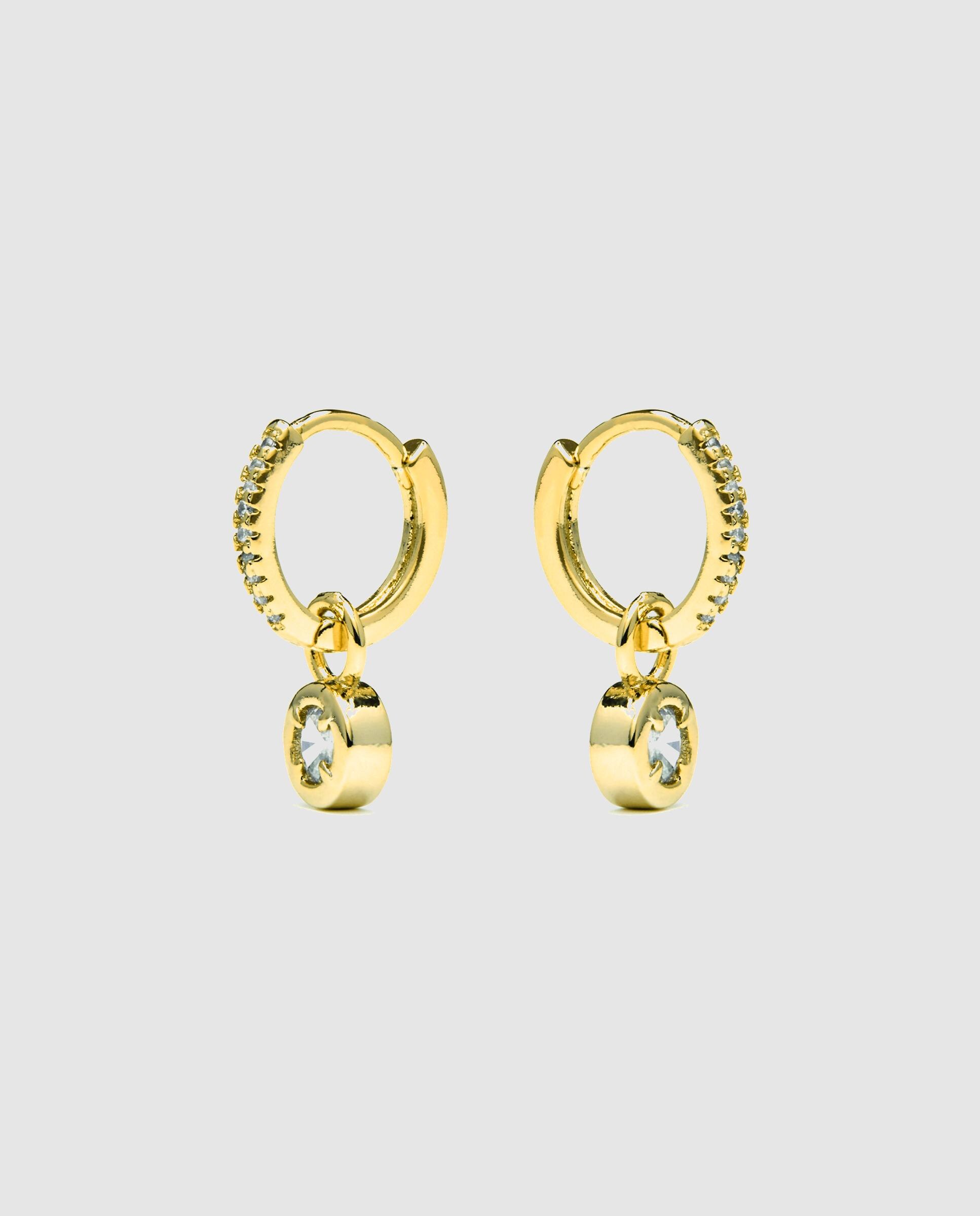 Brincos de Argola Basic Acabados em Ouro de 18 Quilates com Zircónias Brilhantes Amarelo-4