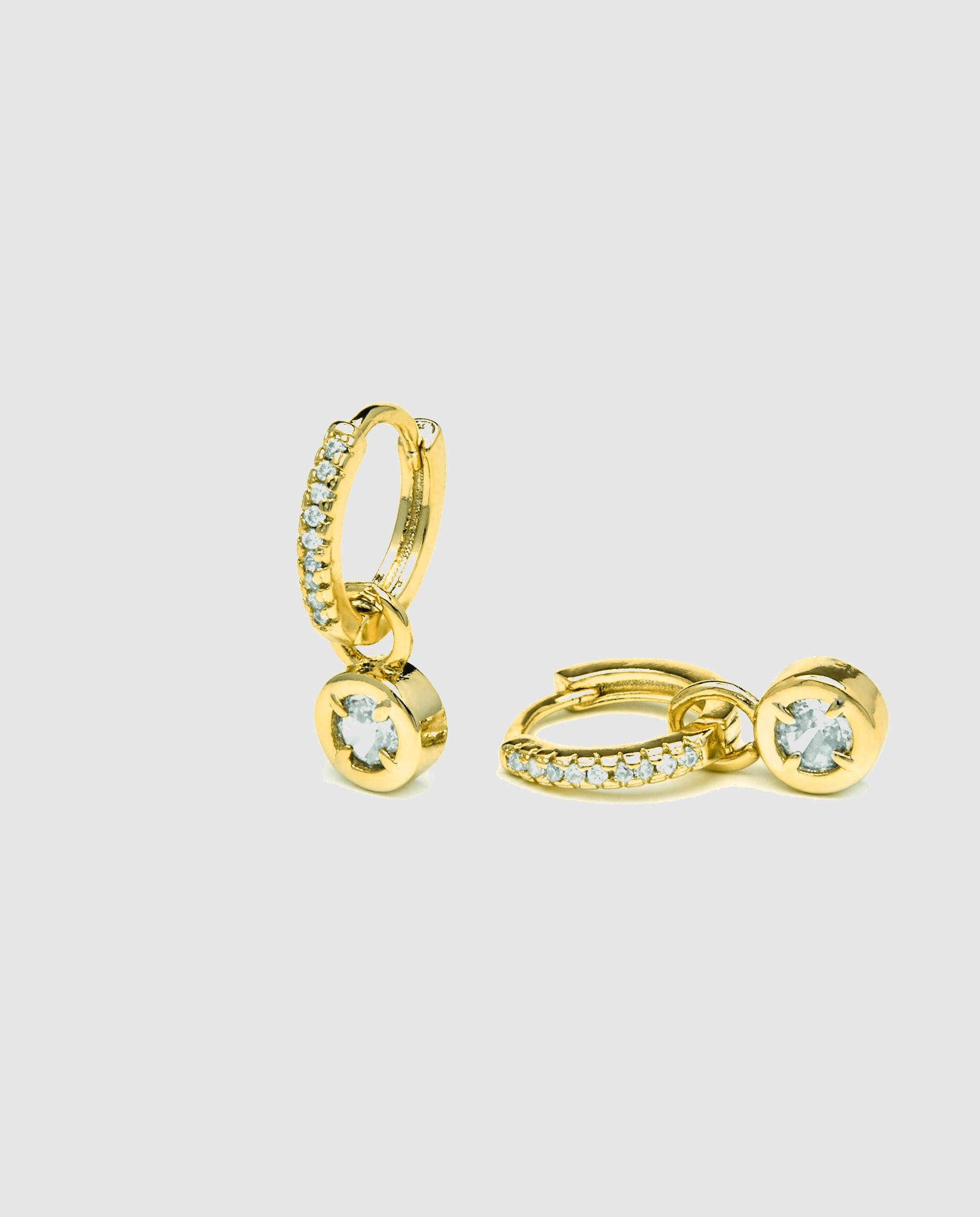 Brincos de Argola Basic Acabados em Ouro de 18 Quilates com Zircónias Brilhantes Amarelo-5