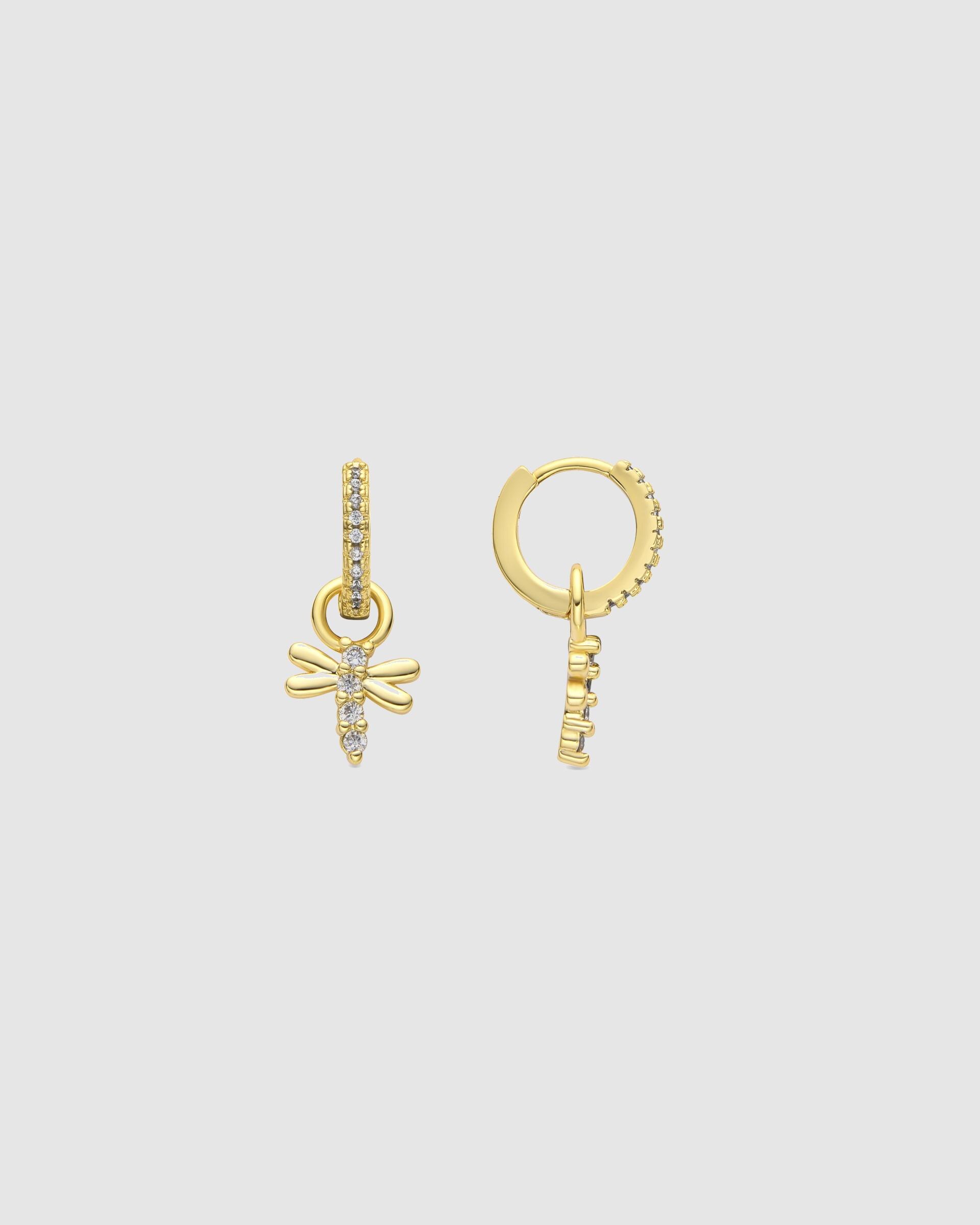 Brincos de Argola Basic Acabados em Ouro de 18 Quilates com Zirconita Brilhante Amarelo-1