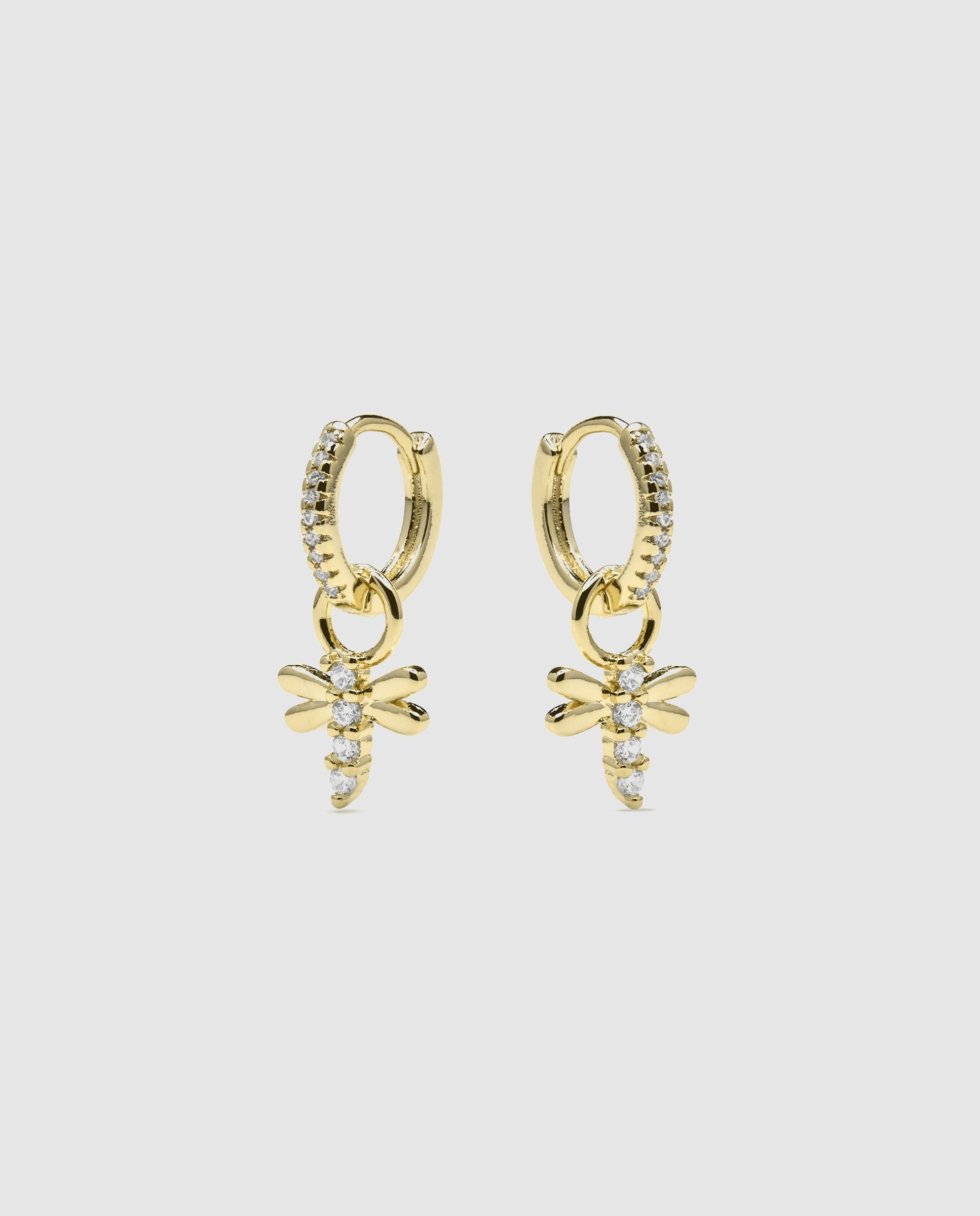 Brincos de Argola Basic Acabados em Ouro de 18 Quilates com Zirconita Brilhante Amarelo-4
