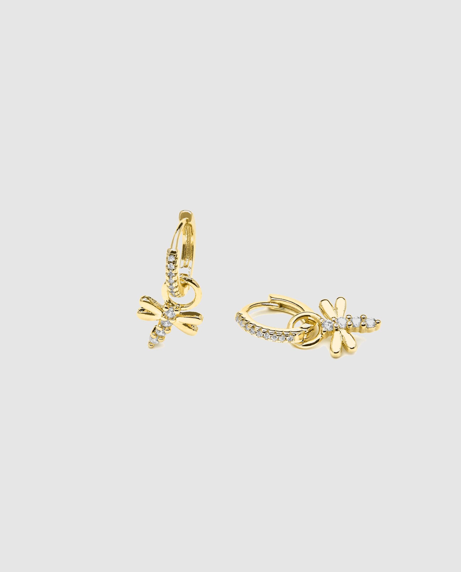 Brincos de Argola Basic Acabados em Ouro de 18 Quilates com Zirconita Brilhante Amarelo-5