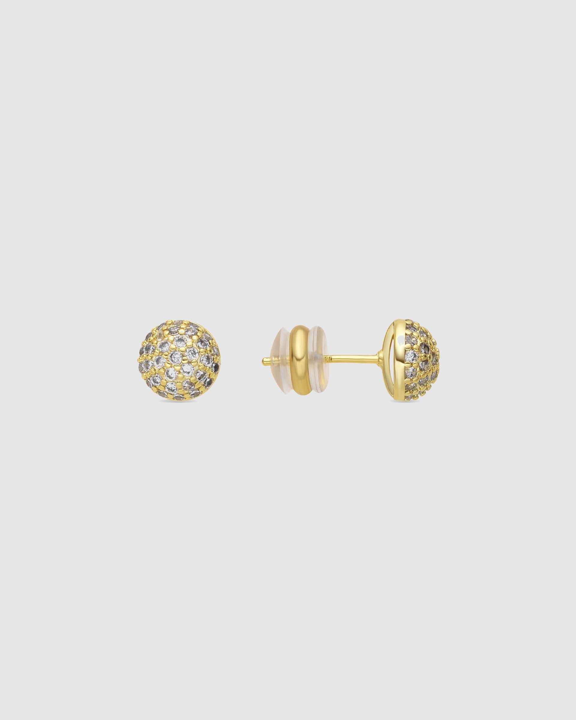 Brincos Basic Acabados em Ouro de 18 Quilates com Zirconita Brilhante Ouro-1