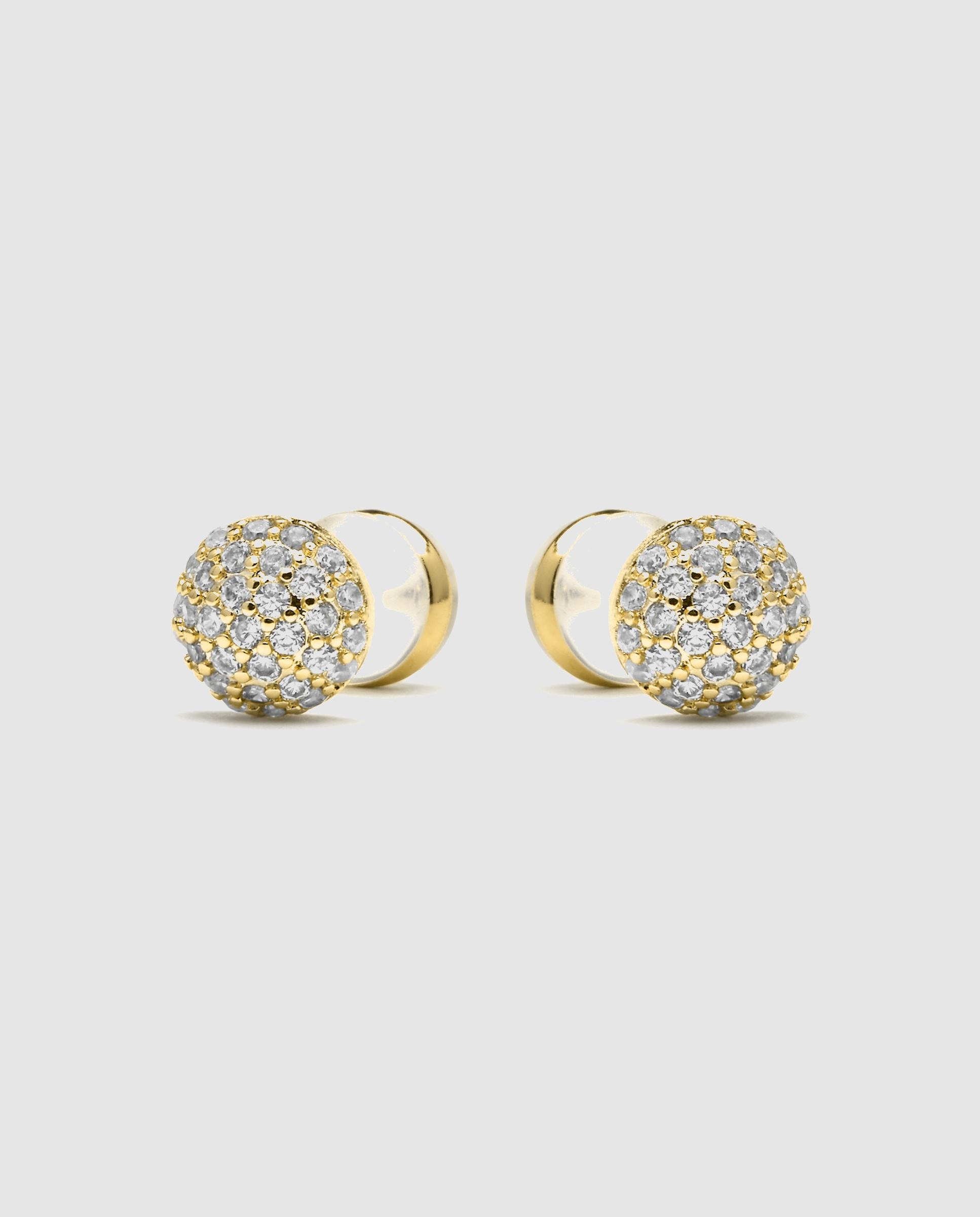 Brincos Basic Acabados em Ouro de 18 Quilates com Zirconita Brilhante Ouro-4