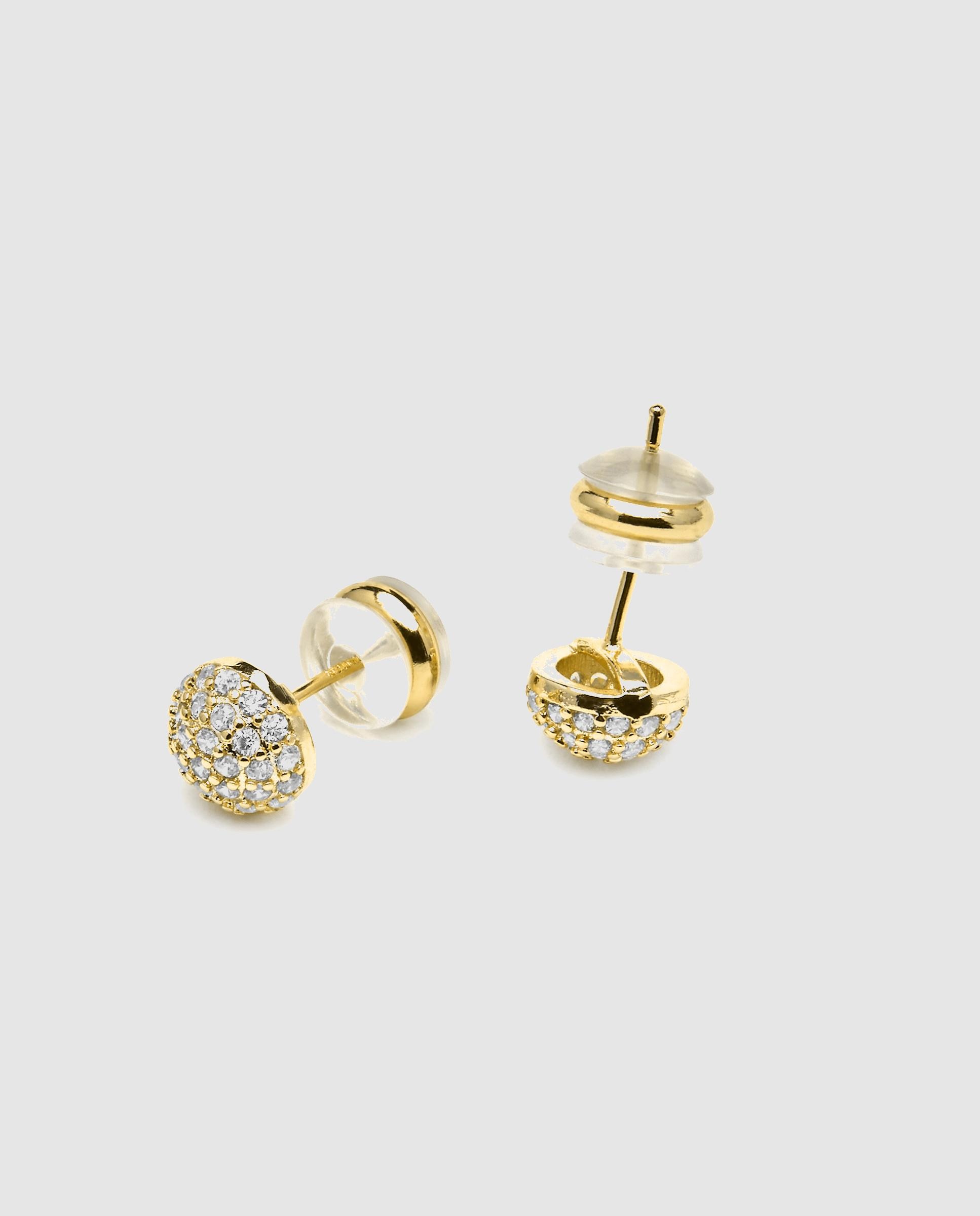 Brincos Basic Acabados em Ouro de 18 Quilates com Zirconita Brilhante Ouro-5