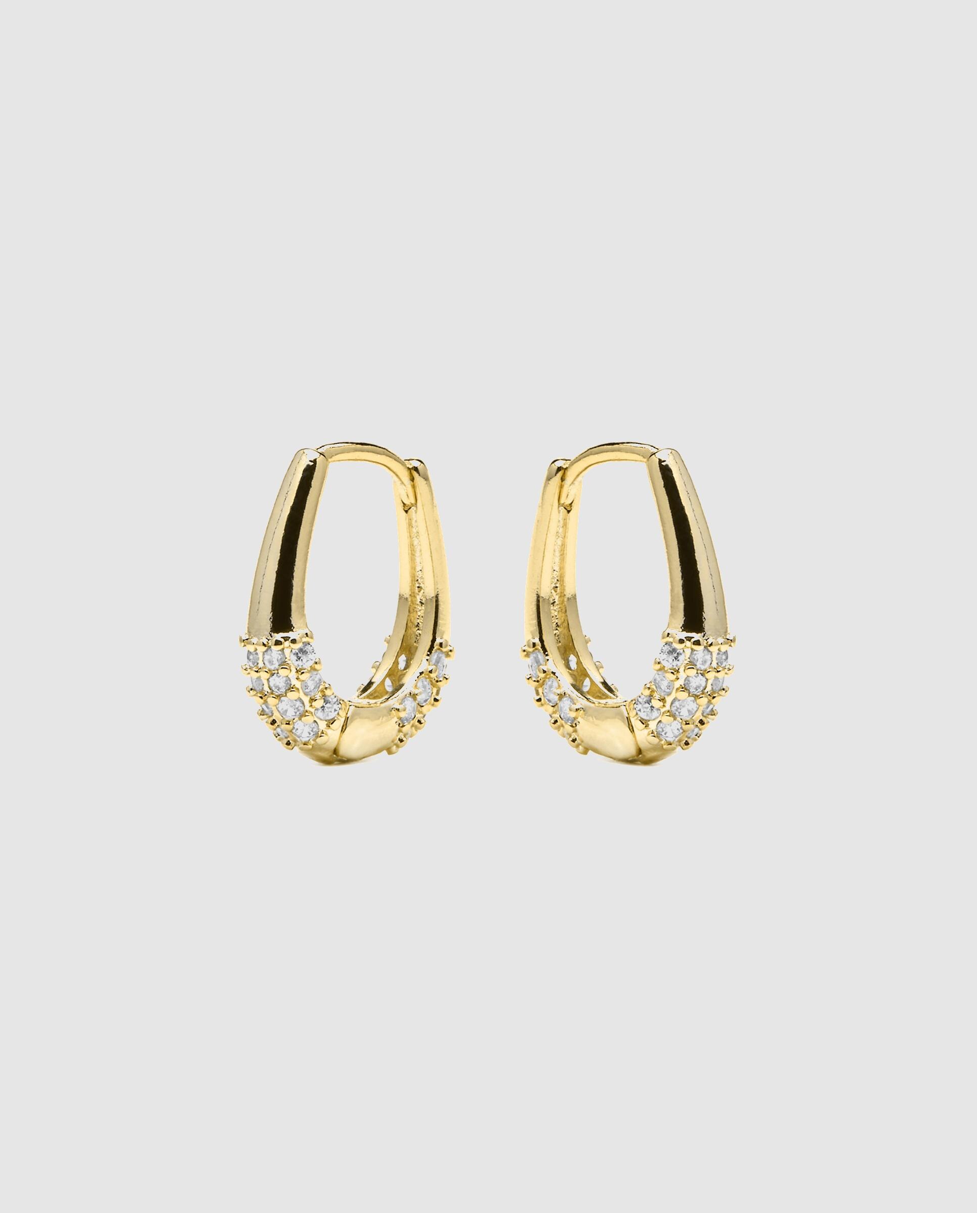Brincos de Argola Basic Acabados em Ouro de 18 Quilates com Zirconita Brilhante Ouro-4