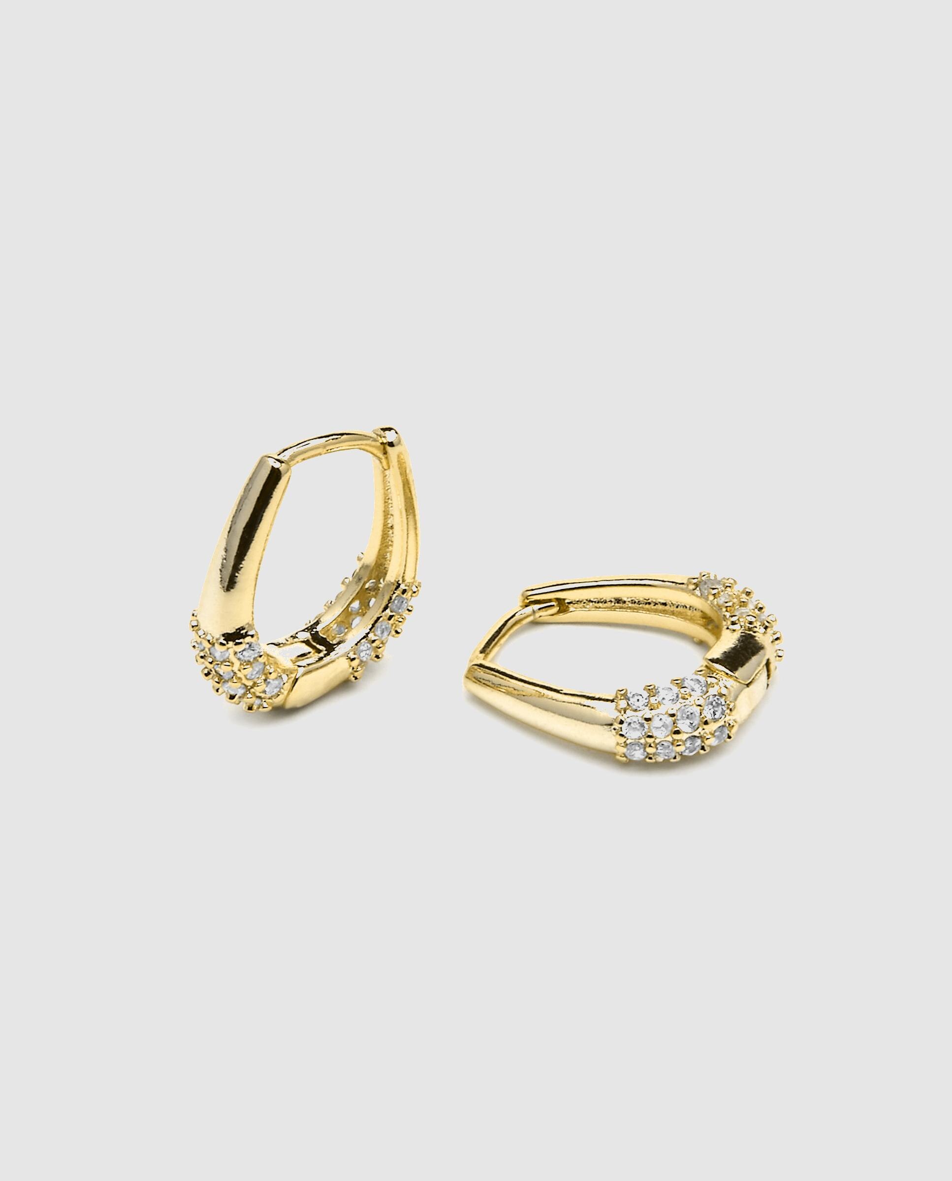 Brincos de Argola Basic Acabados em Ouro de 18 Quilates com Zirconita Brilhante Ouro-5