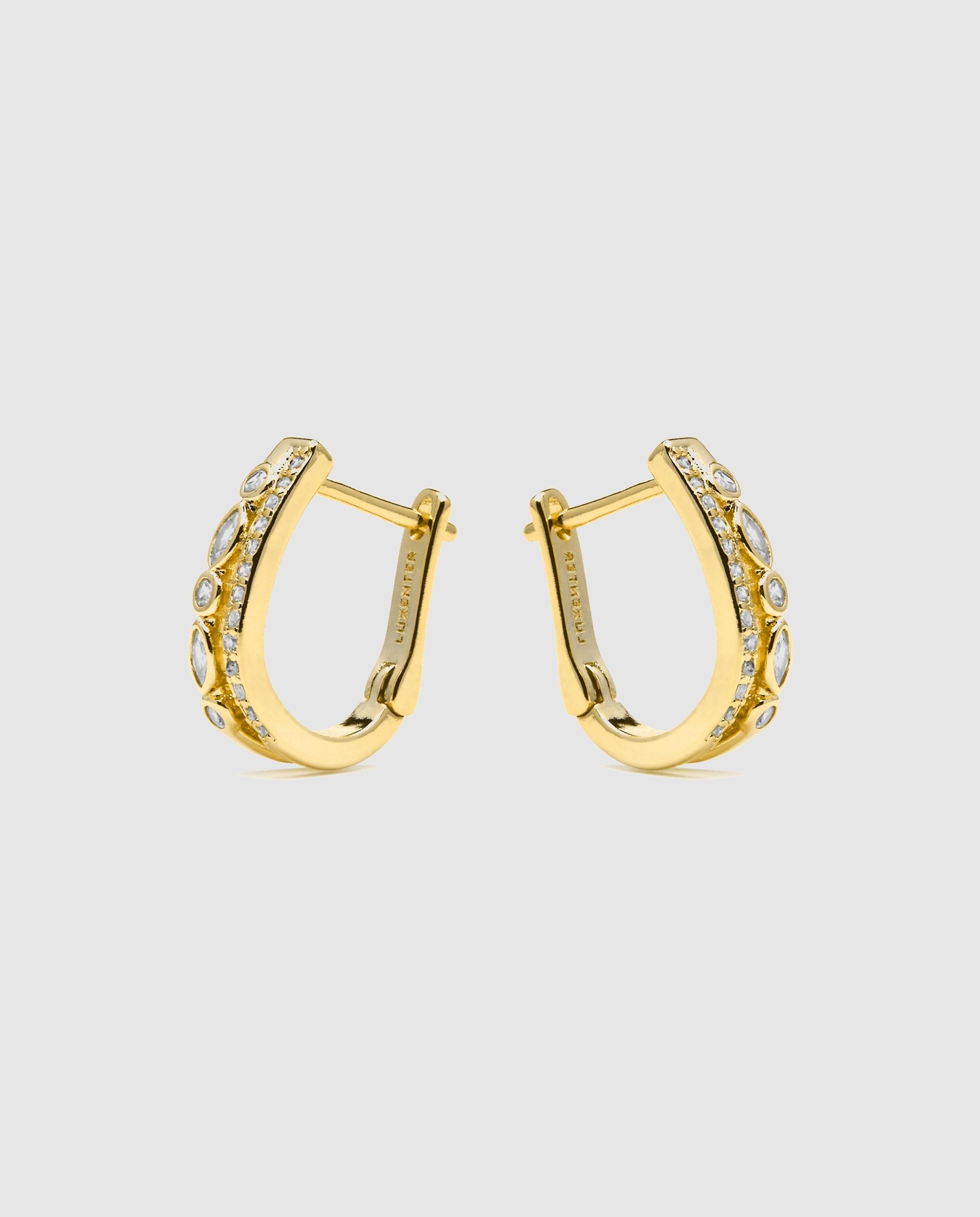 Brincos de Argola Basic Acabados em Ouro de 18 Quilates com Zirconita Brilhante Ouro-4