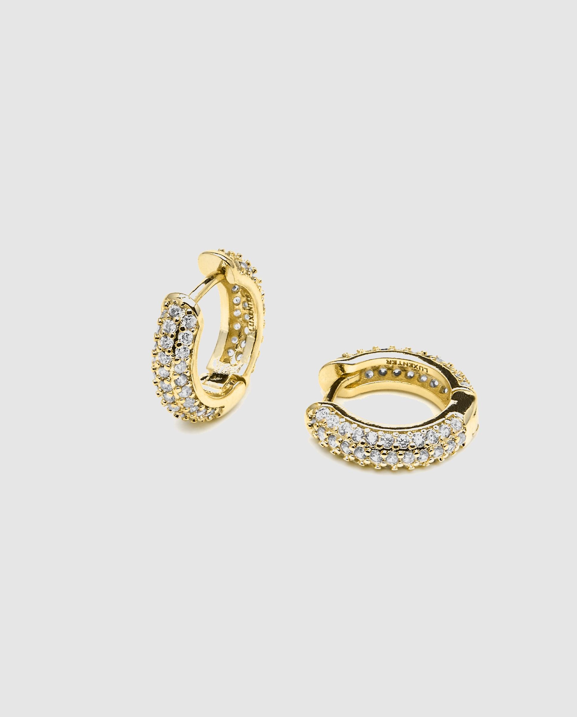 Brincos de Argola Basic Acabados em Ouro de 18 Quilates com Zirconita Brilhante Ouro-5