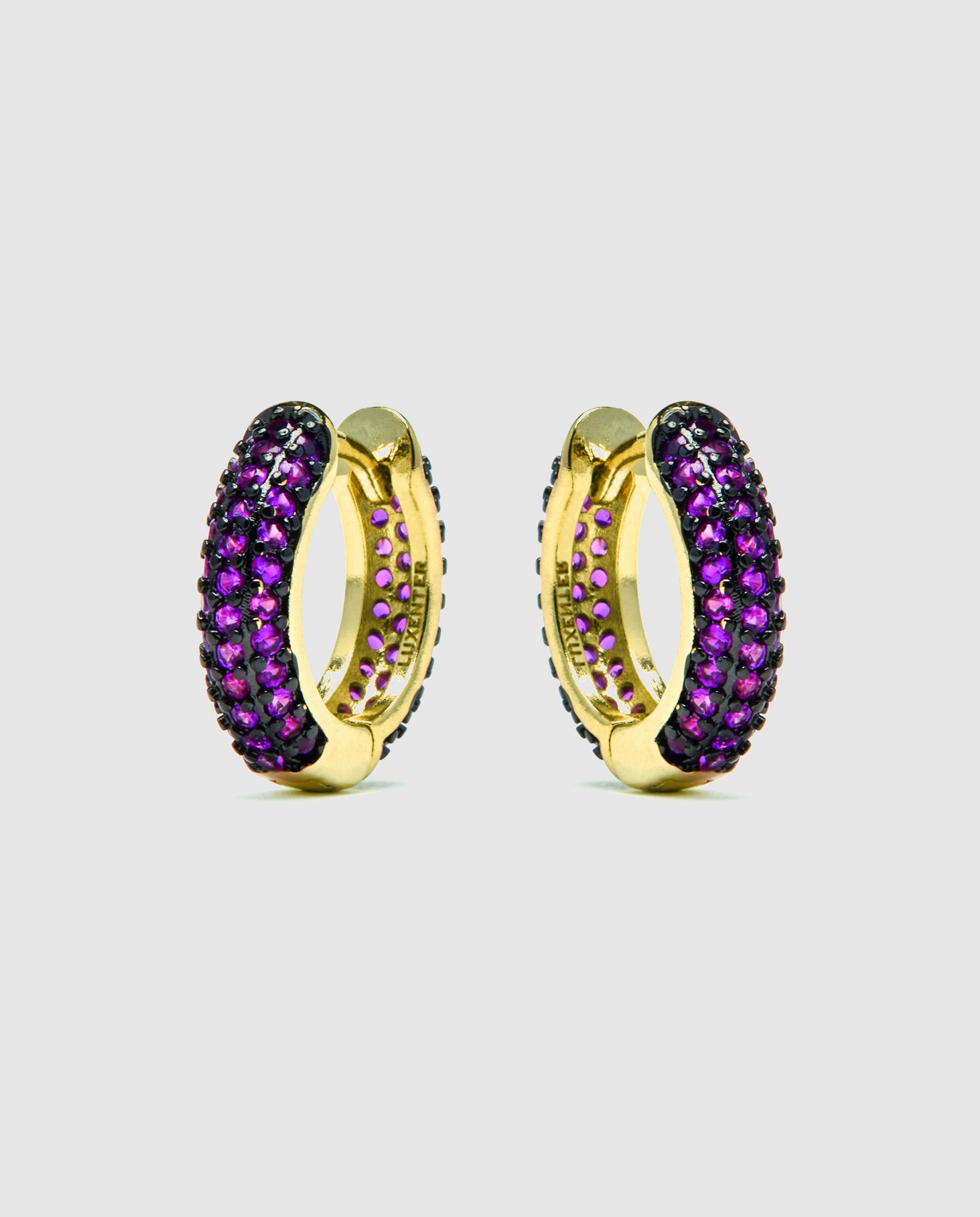 Brincos de Aro Basic Acabados em Ouro de 18 Quilates com Zirconita Rubi Ouro-4