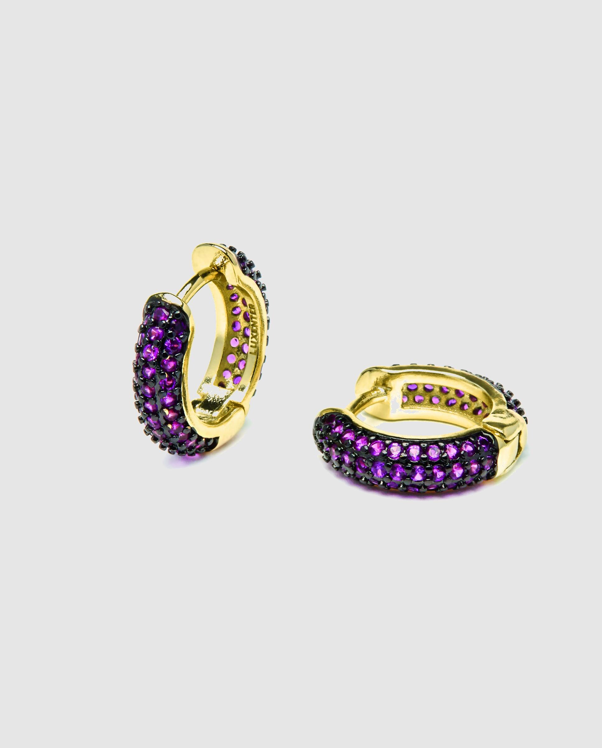Brincos de Aro Basic Acabados em Ouro de 18 Quilates com Zirconita Rubi Ouro-5