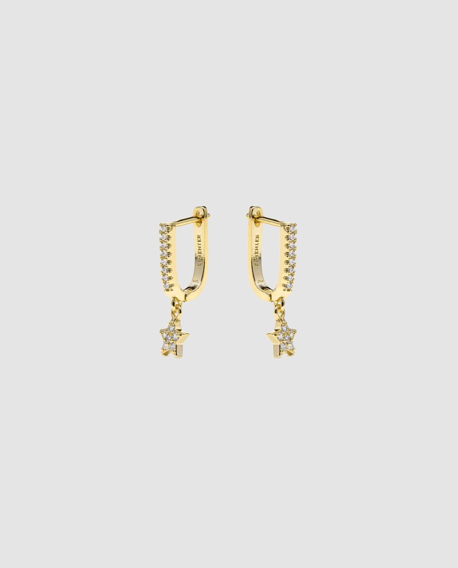 Brincos de Argola Basic Acabados em Ouro de 18 Quilates com Zirconita Brilhante Dourado-4