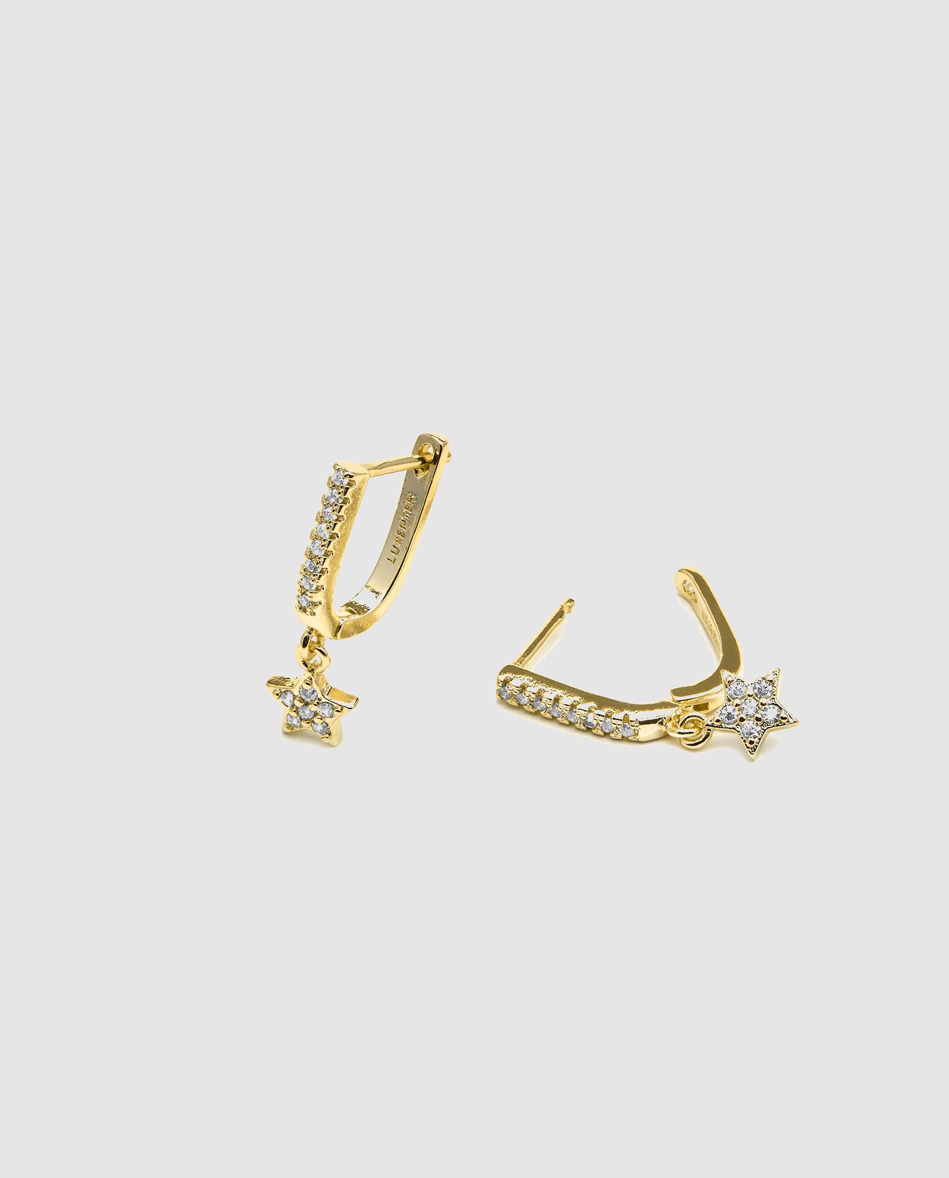 Brincos de Argola Basic Acabados em Ouro de 18 Quilates com Zirconita Brilhante Dourado-5