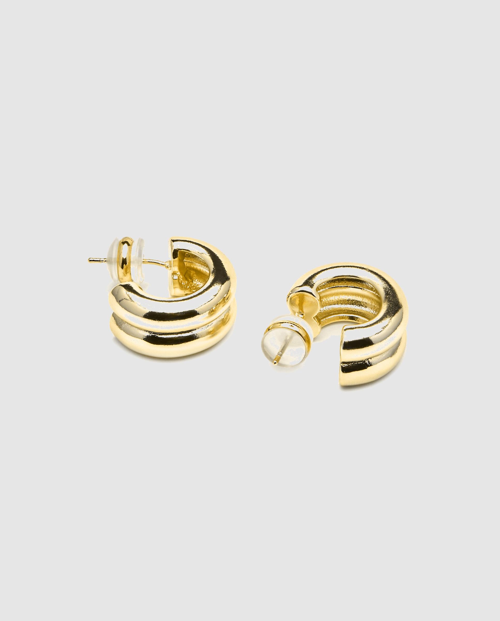 Brincos de Argola Basic Acabados em Ouro de 18 Quilates Dourado-5