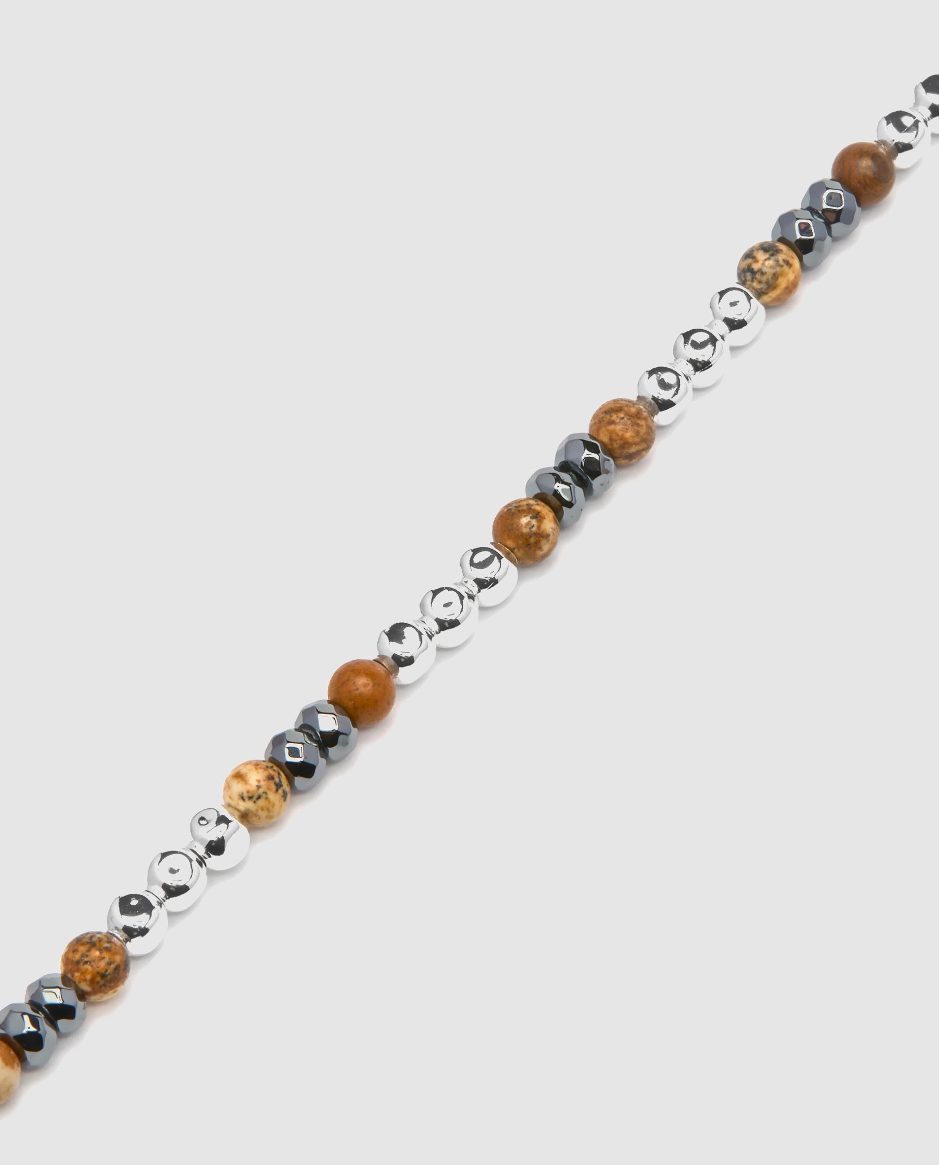 Pulseira de Corrente Acabada em Ródio com Hematite Ouro / Prata-3