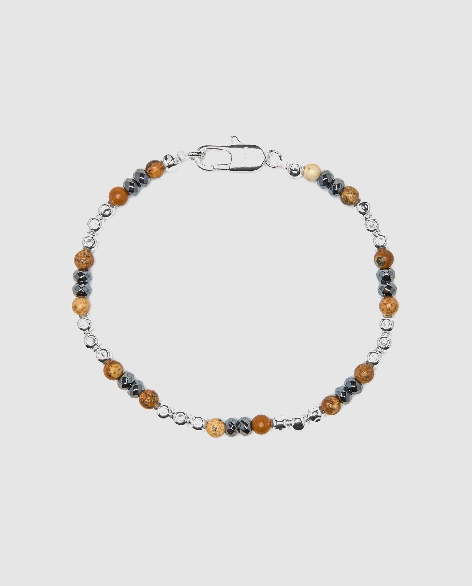 Pulseira de Corrente Acabada em Ródio com Hematite Ouro / Prata-2
