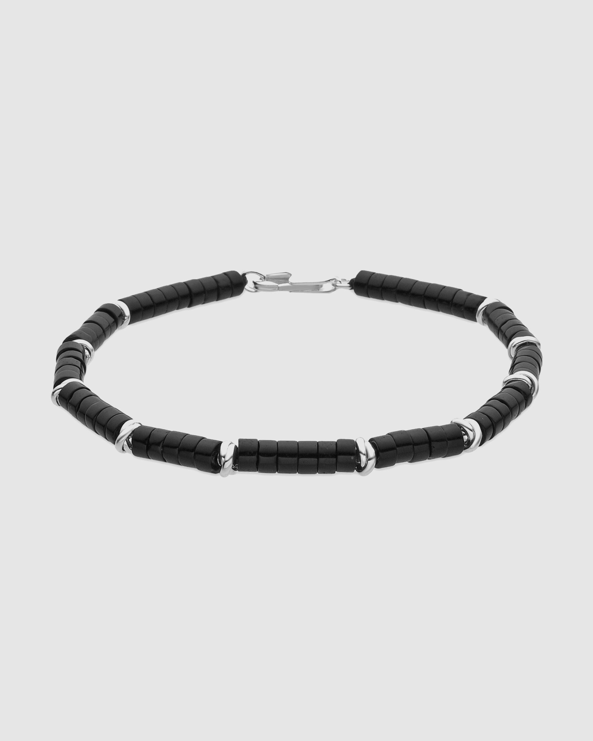 Imagem 0 de Pulseira Dia Do Pai Acabada em Ródio com Ônix