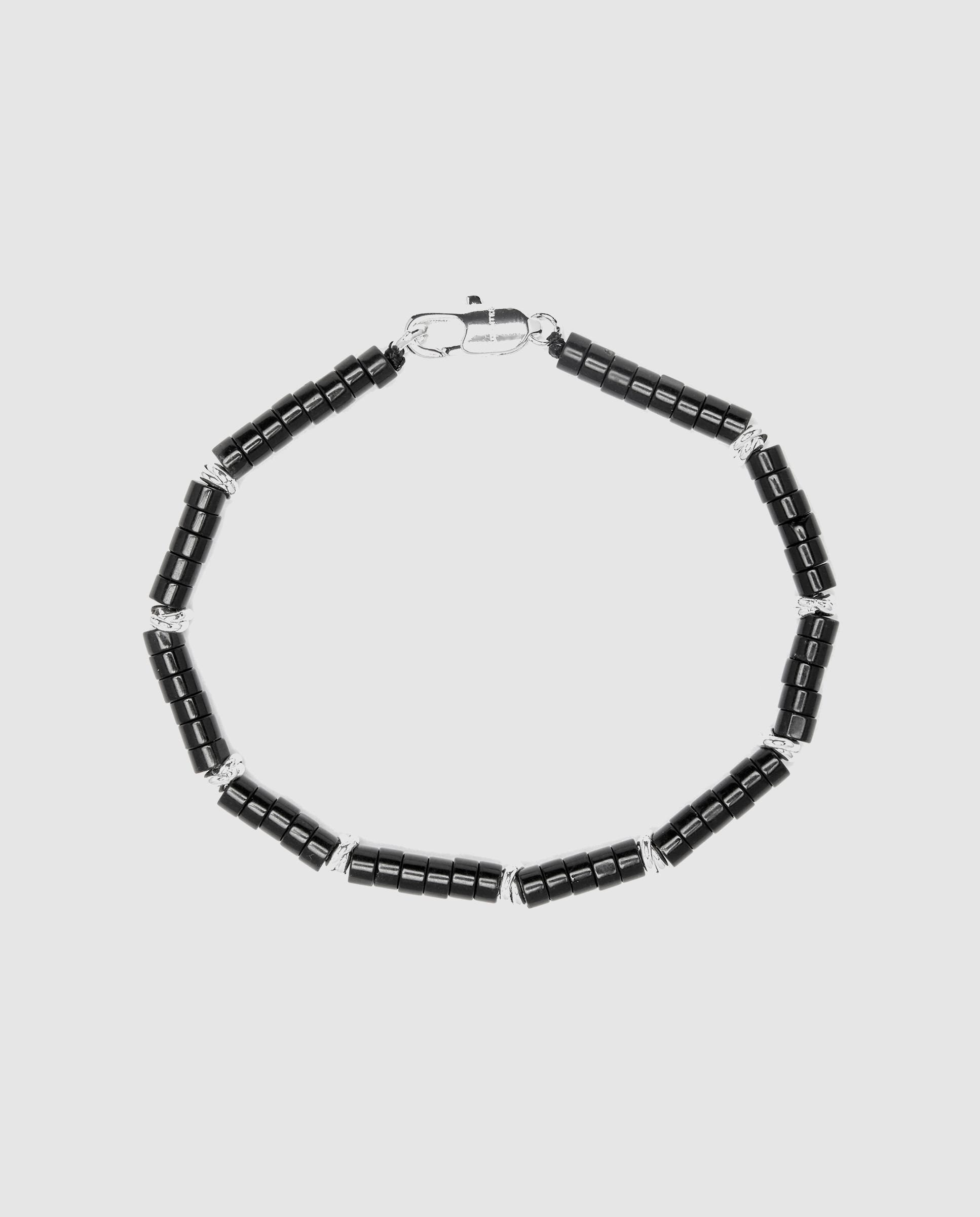Pulseira Dia Do Pai Acabada em Ródio com Ônix Preto / Prata-3