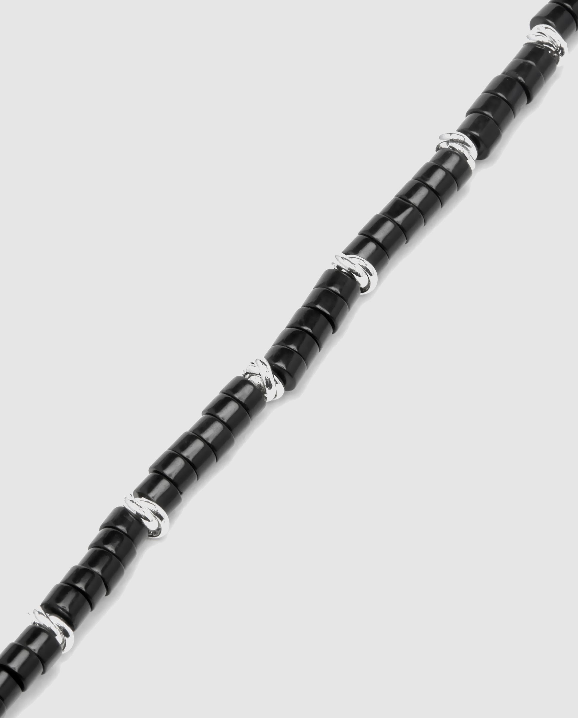 Pulseira Dia Do Pai Acabada em Ródio com Ônix Preto / Prata-4