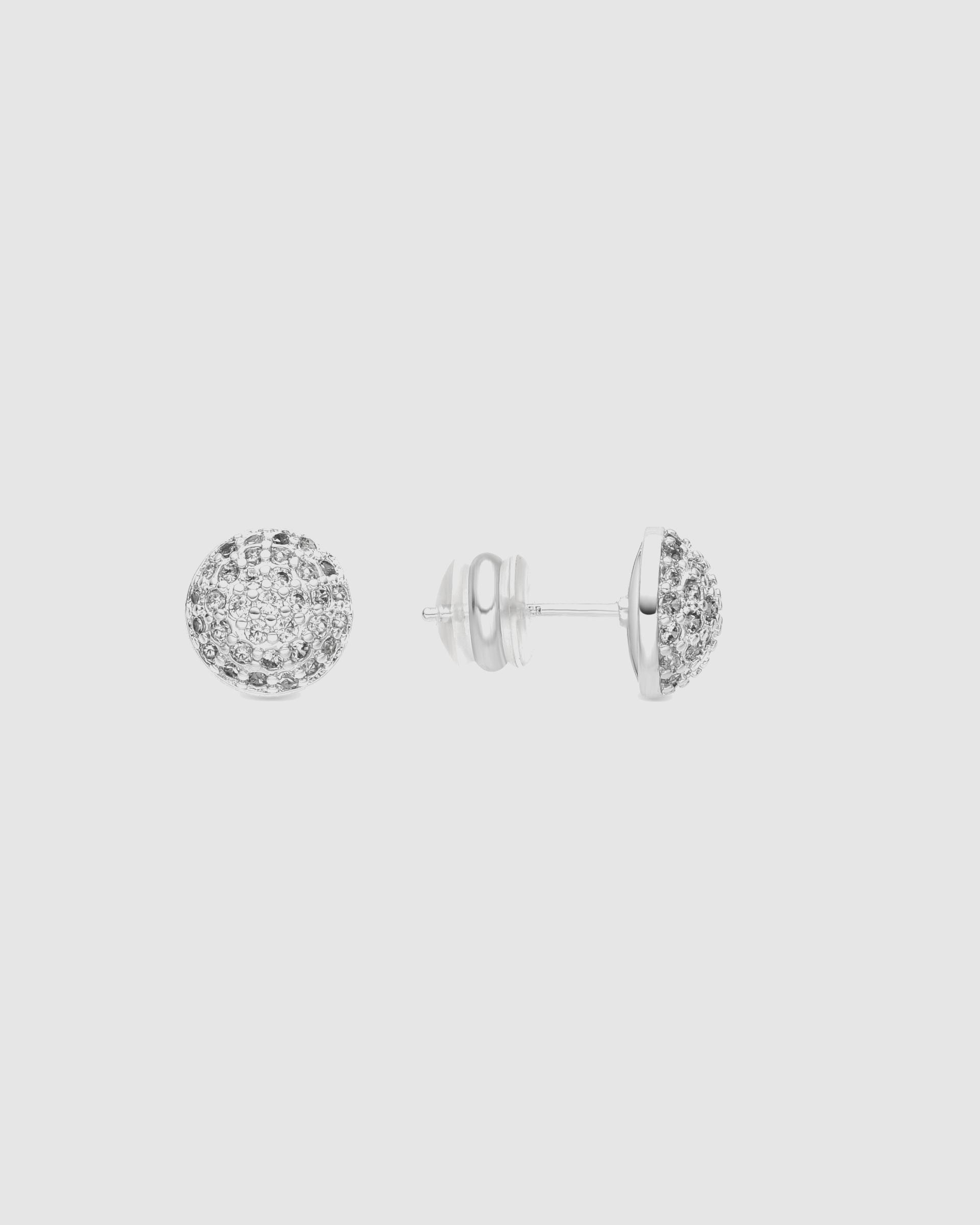 Brincos Basic Acabados em Ródio com Zirconita Brilhante Prata-1