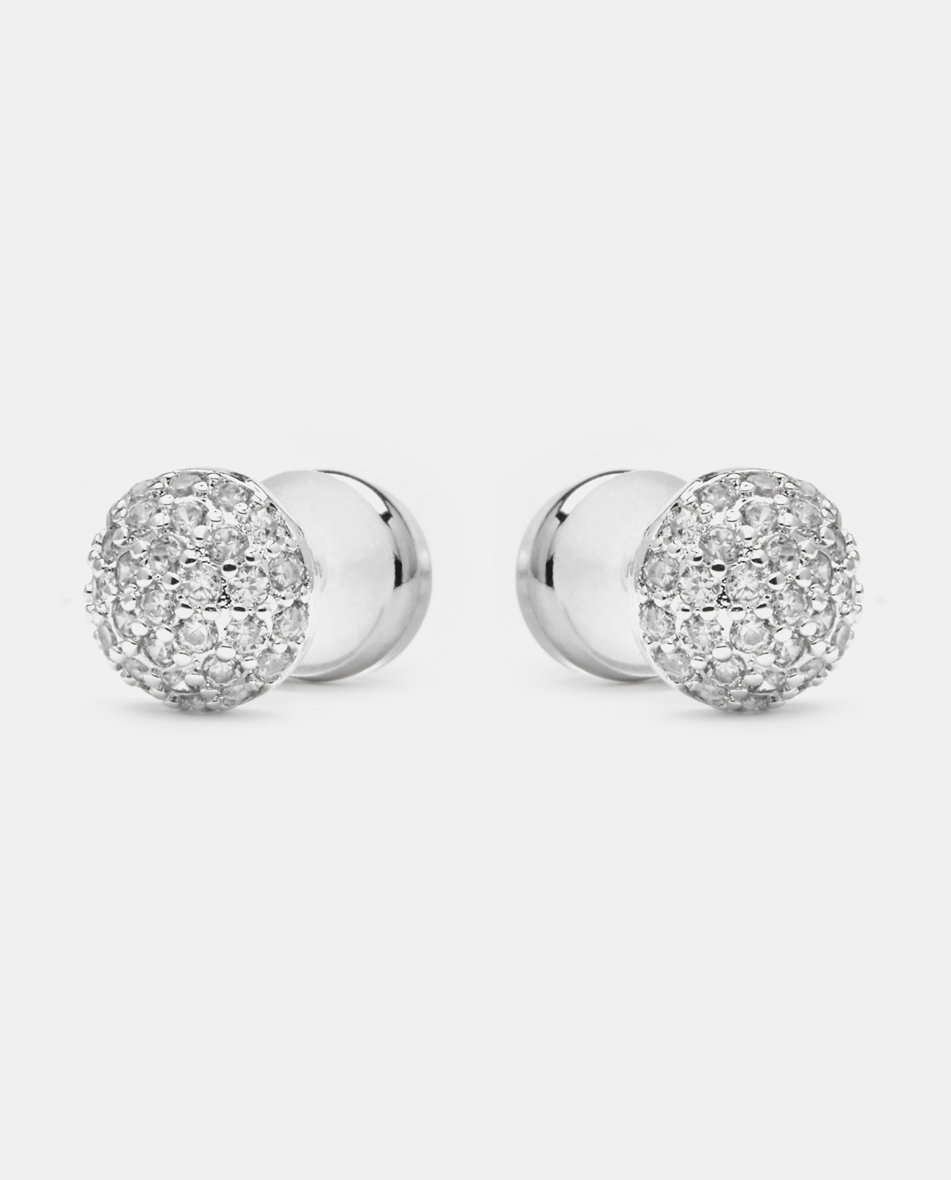 Brincos Basic Acabados em Ródio com Zirconita Brilhante Prata-4