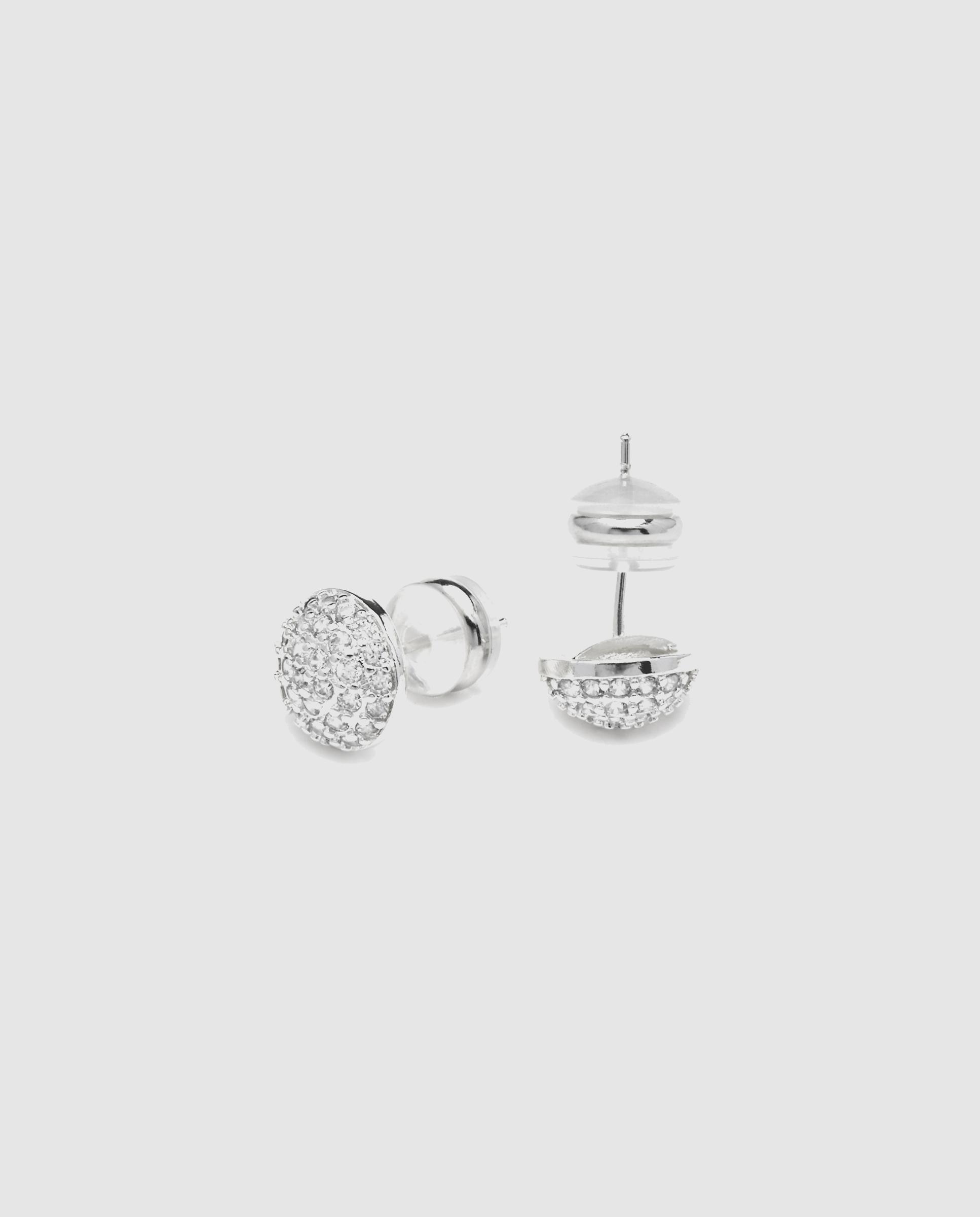 Brincos Basic Acabados em Ródio com Zirconita Brilhante Prata-5
