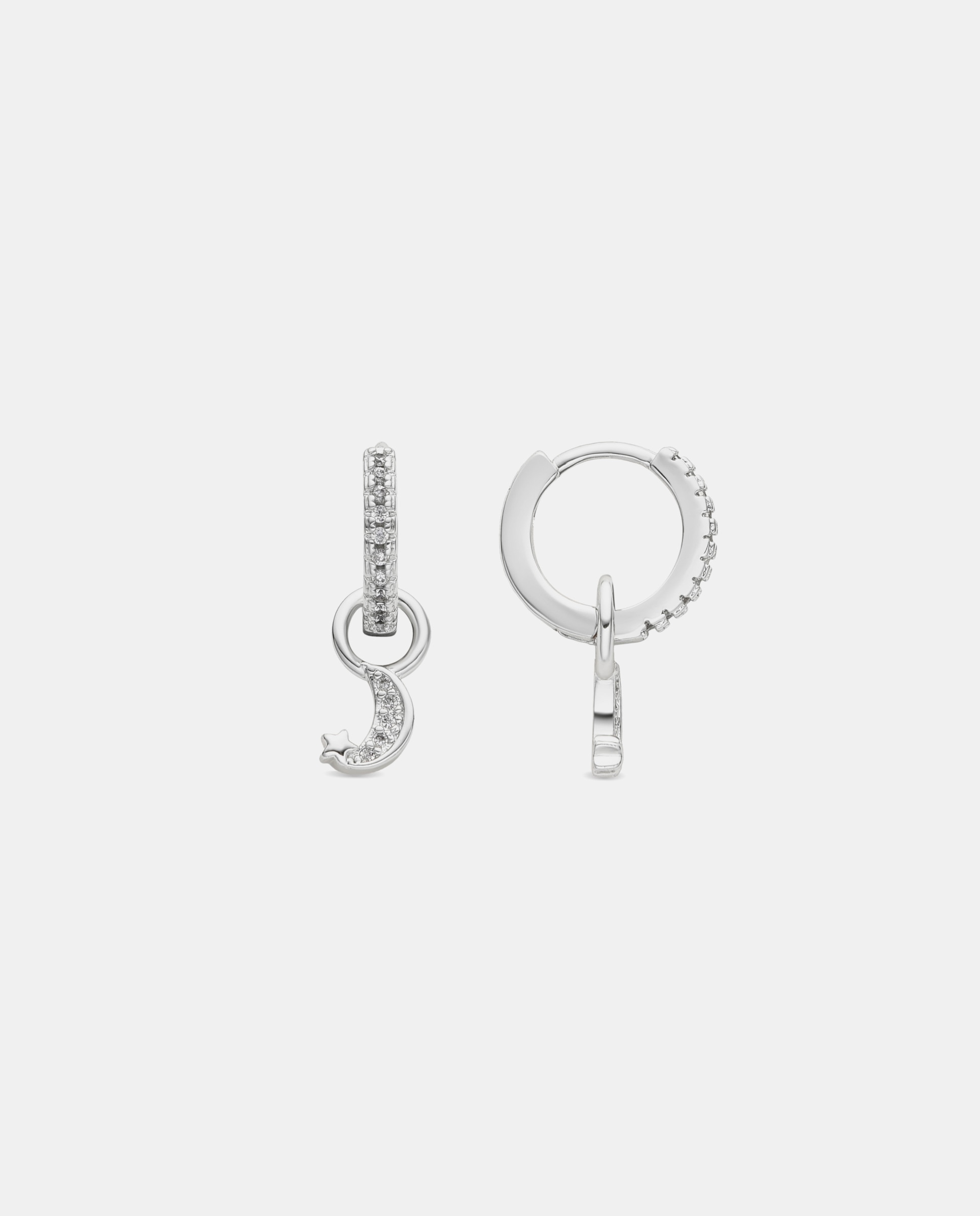 Brincos de Argola Basic Acabados em Ródio com Zirconita Brilhante Prata-1