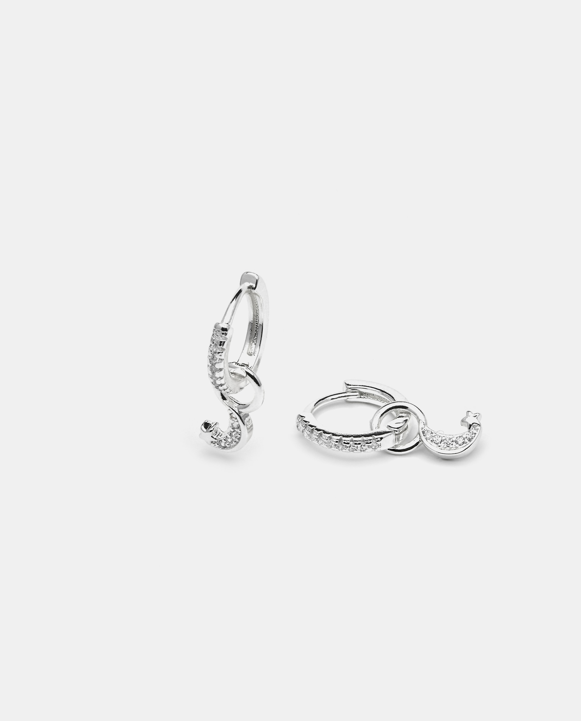 Brincos de Argola Basic Acabados em Ródio com Zirconita Brilhante Prata-4