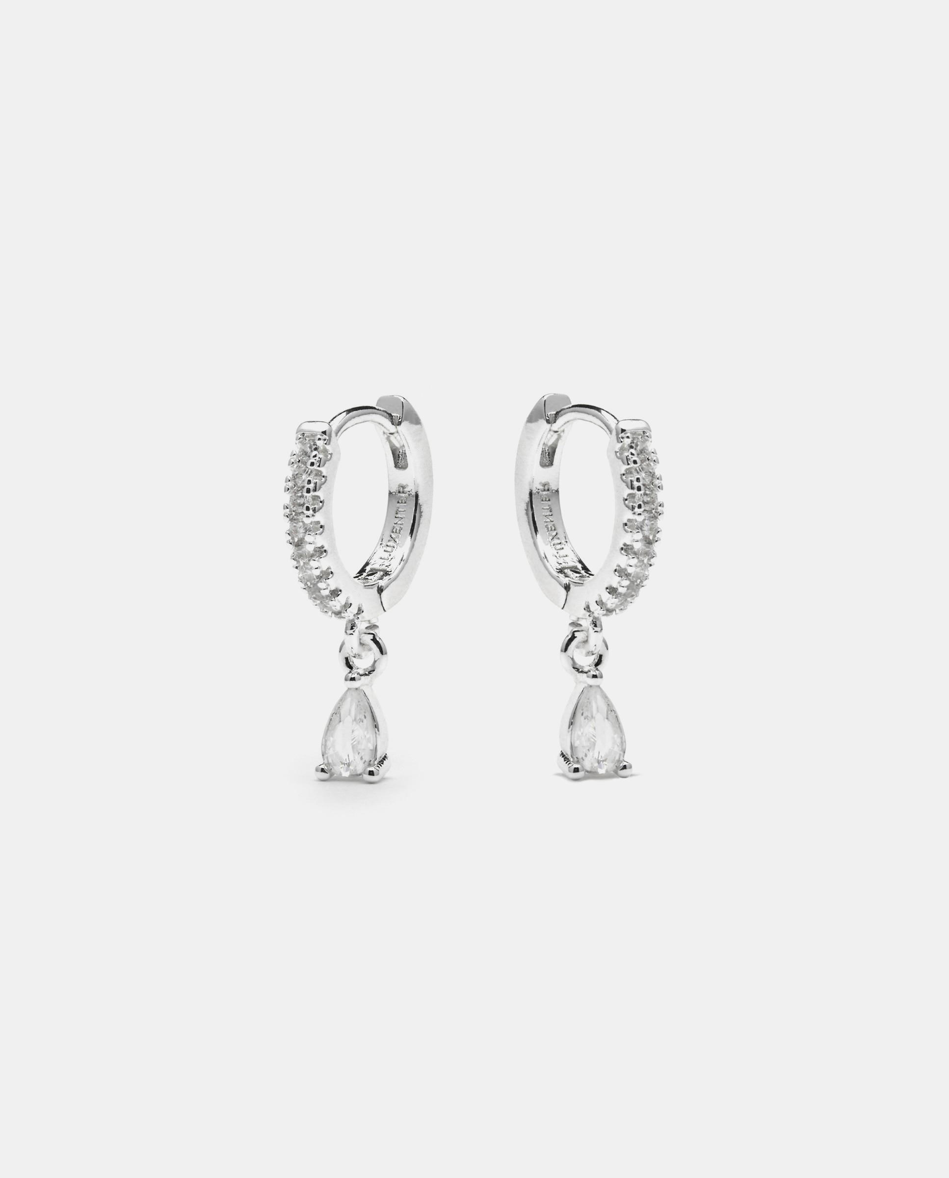 Brincos de Argola Basic Acabados em Ródio com Zirconita Brilhante Prata brilhante / Transparente-4