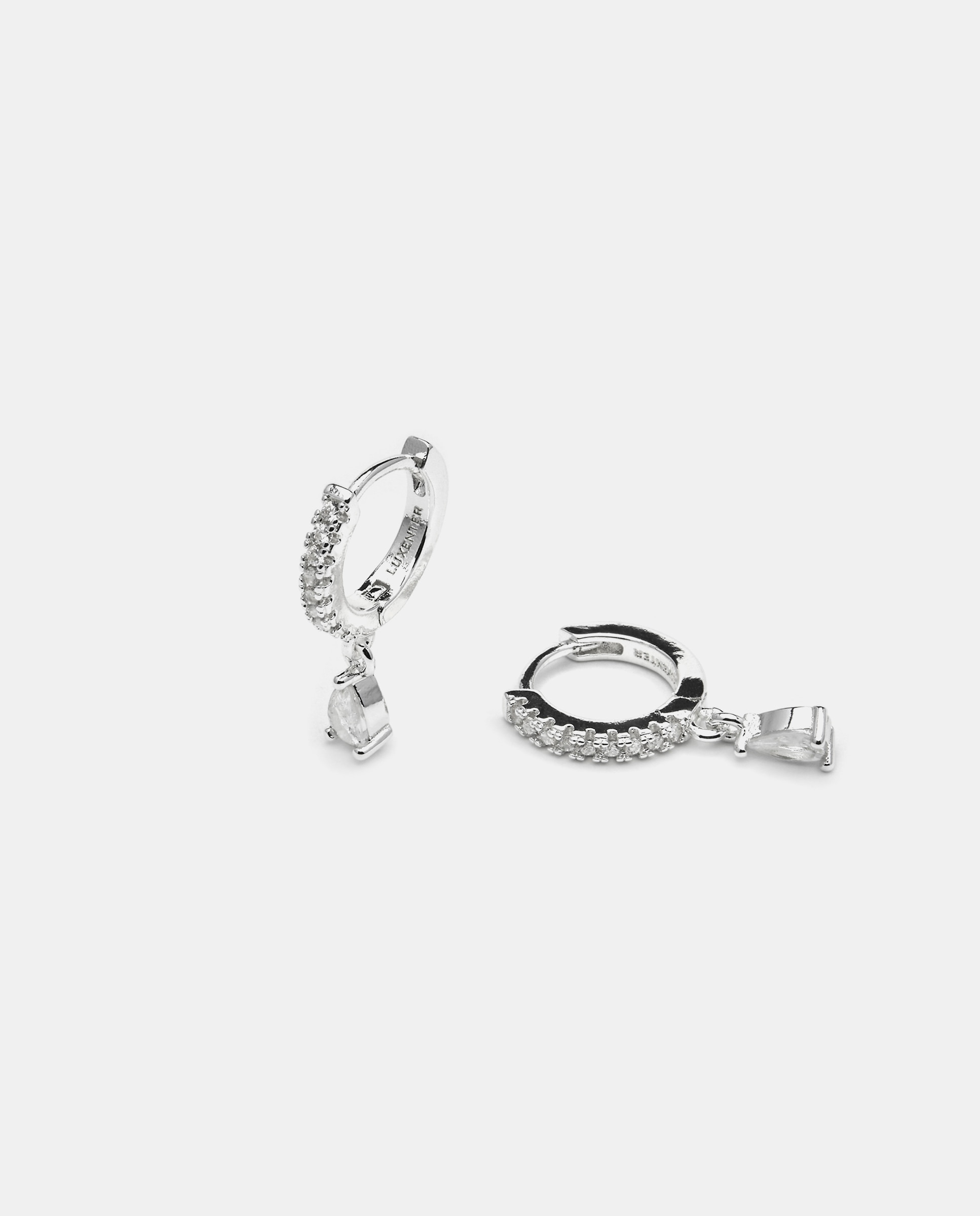 Brincos de Argola Basic Acabados em Ródio com Zirconita Brilhante Prata brilhante / Transparente-5