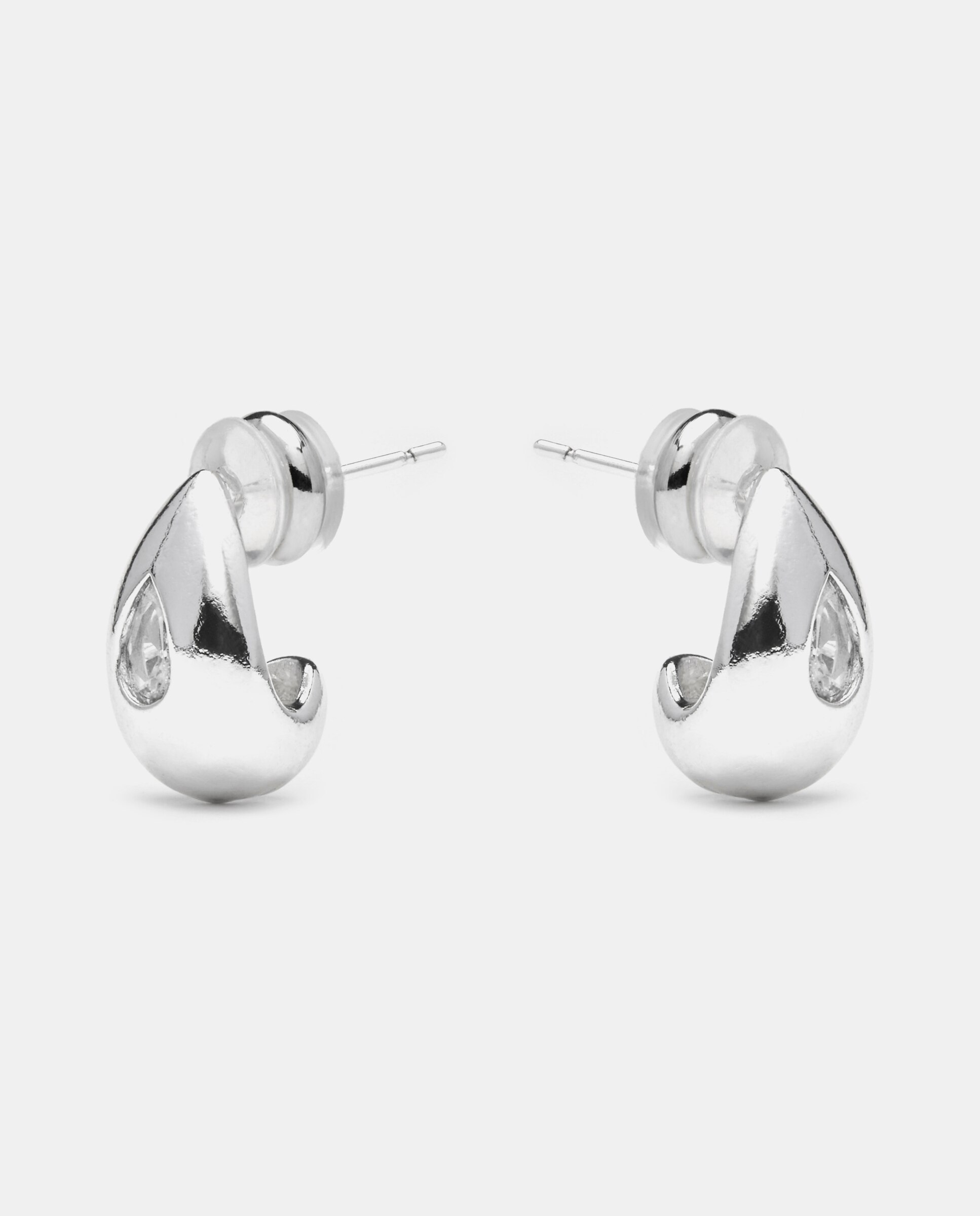 Brincos Basic Acabados em Ródio com Zirconita Brilhante Prata-4
