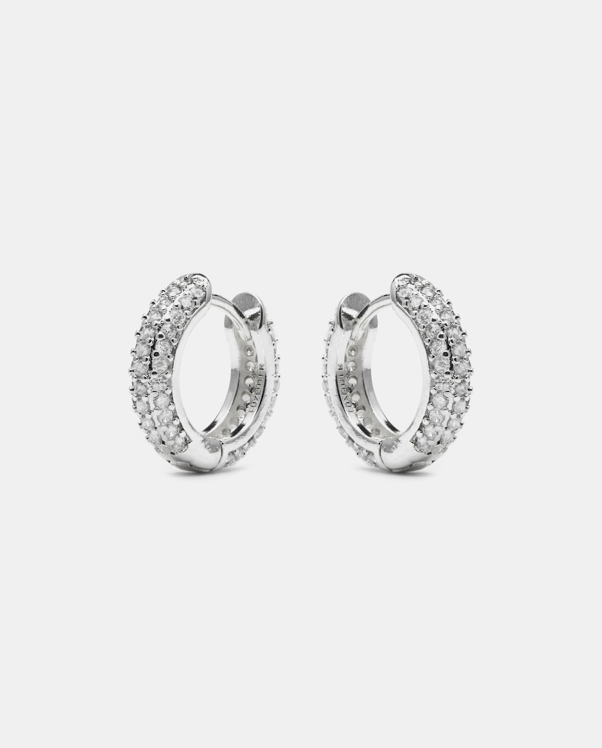 Brincos de Argola Basic Acabados em Ródio com Zirconita Brilhante Ouro-4