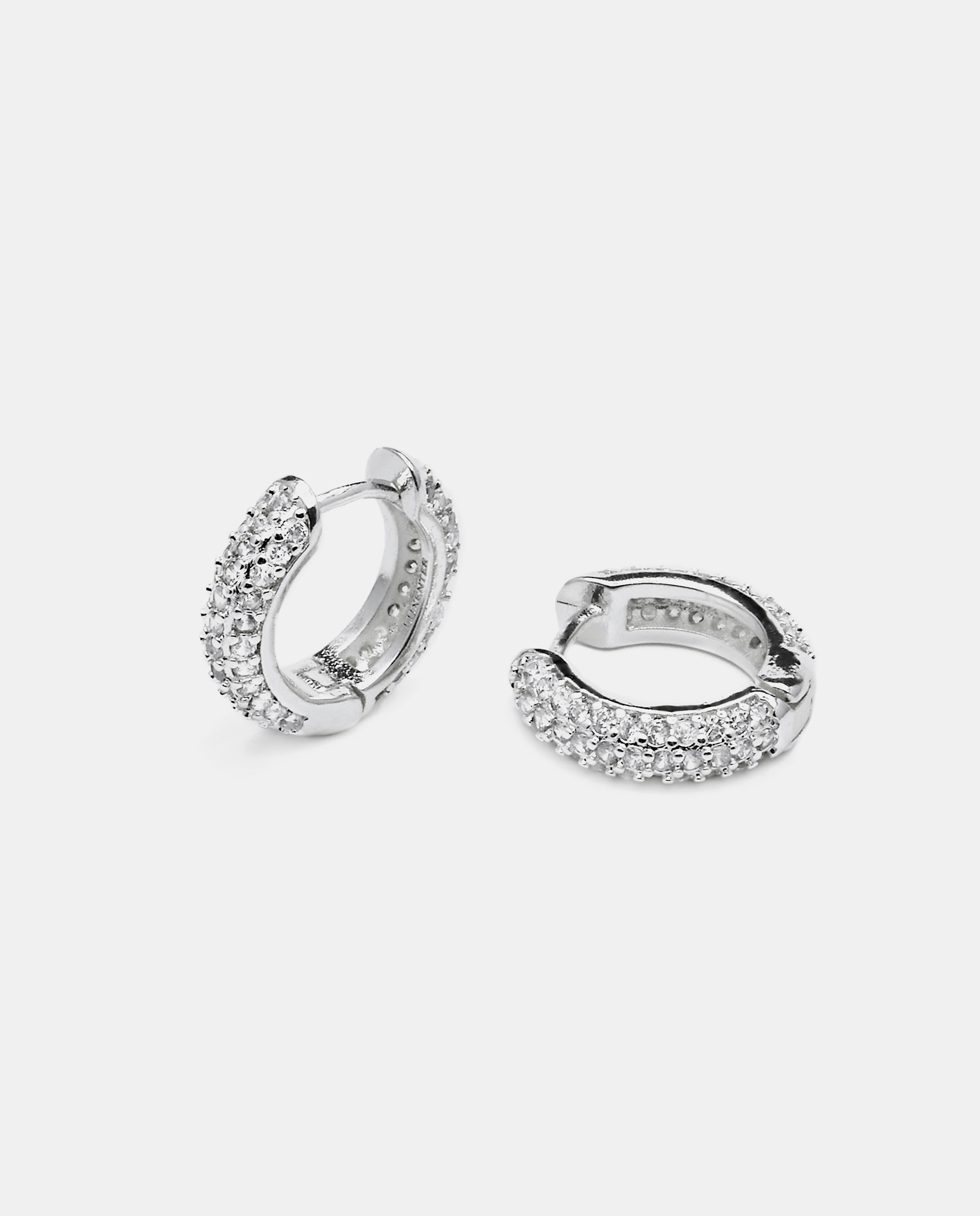 Brincos de Argola Basic Acabados em Ródio com Zirconita Brilhante Ouro-5