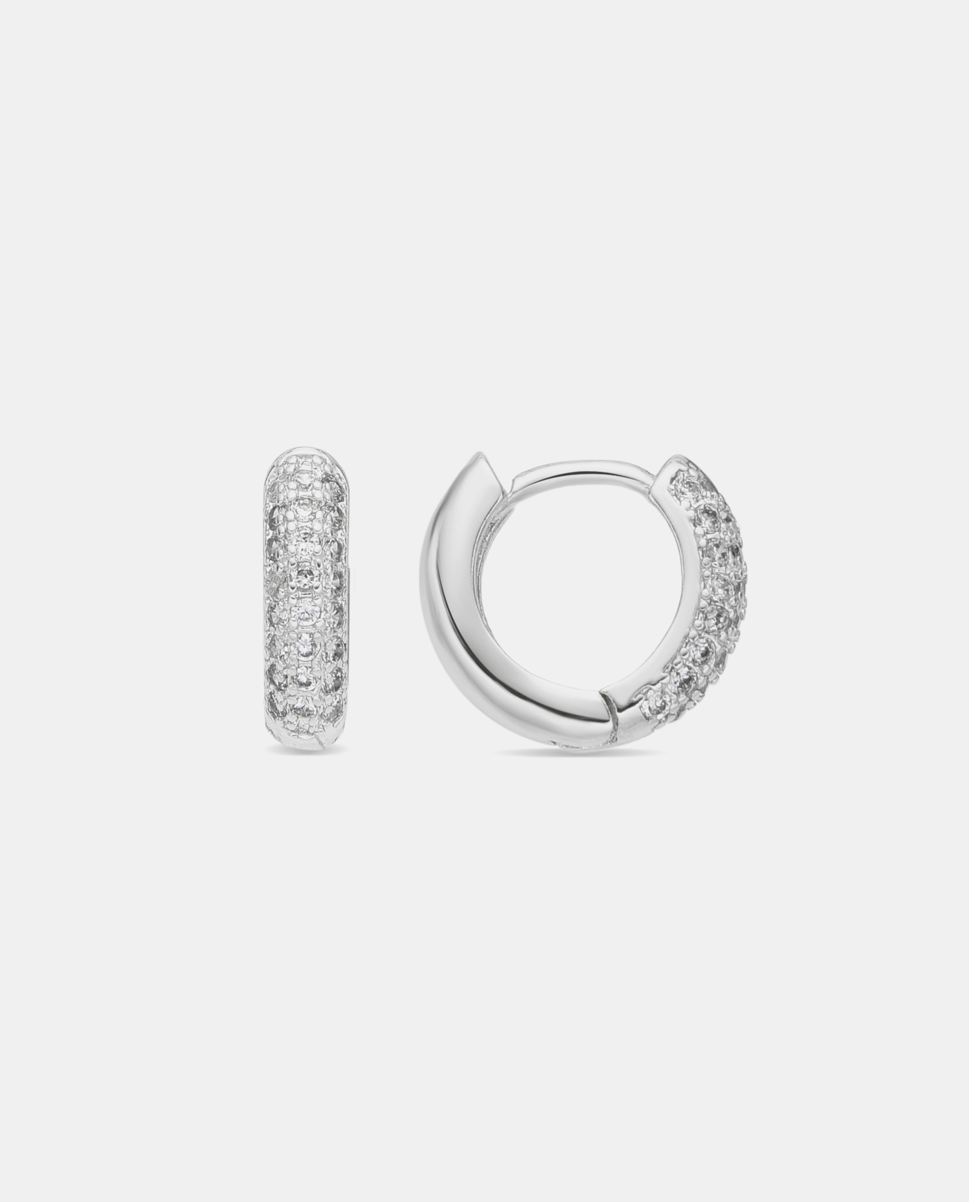 Brincos de Argola Basic Acabados em Ródio com Zirconita Brilhante Preto / Prata-1