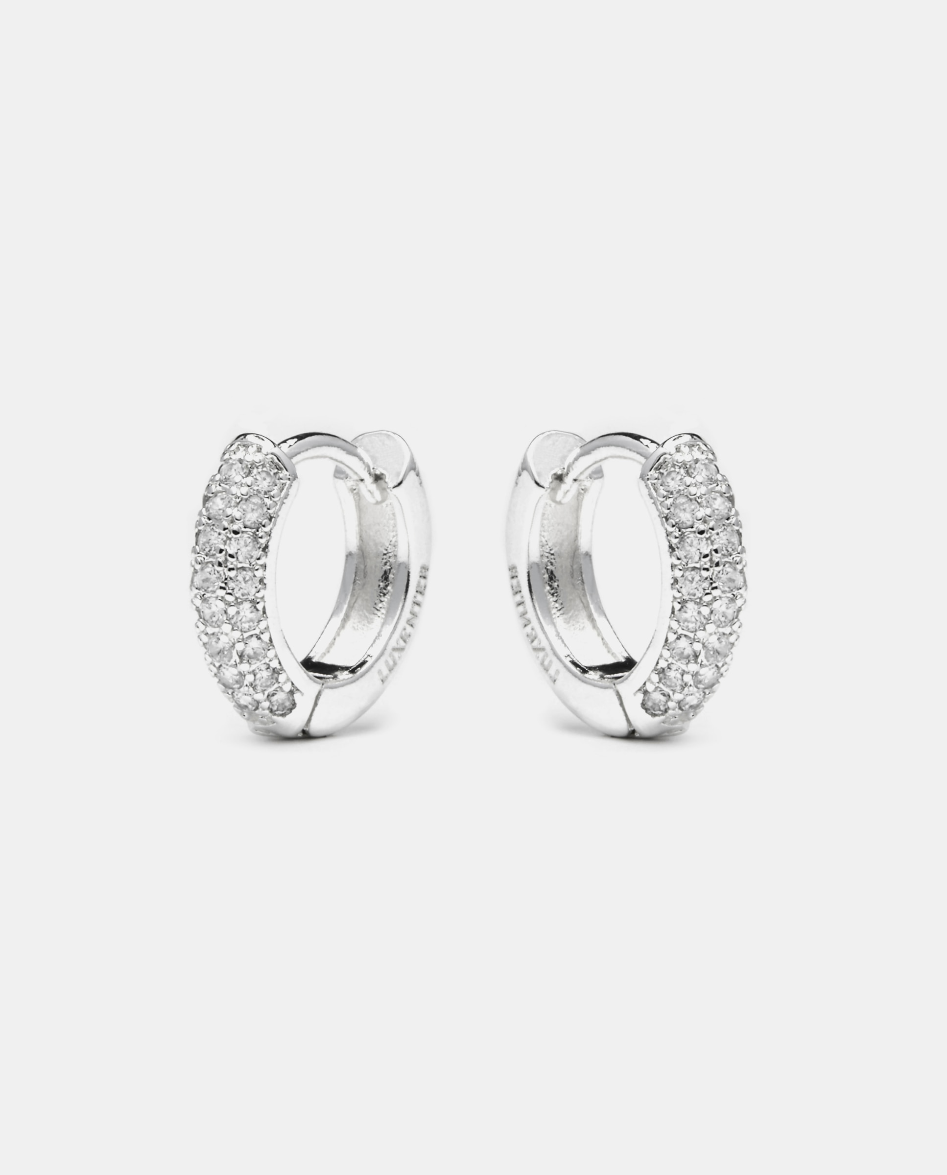 Brincos de Argola Basic Acabados em Ródio com Zirconita Brilhante Preto / Prata-4