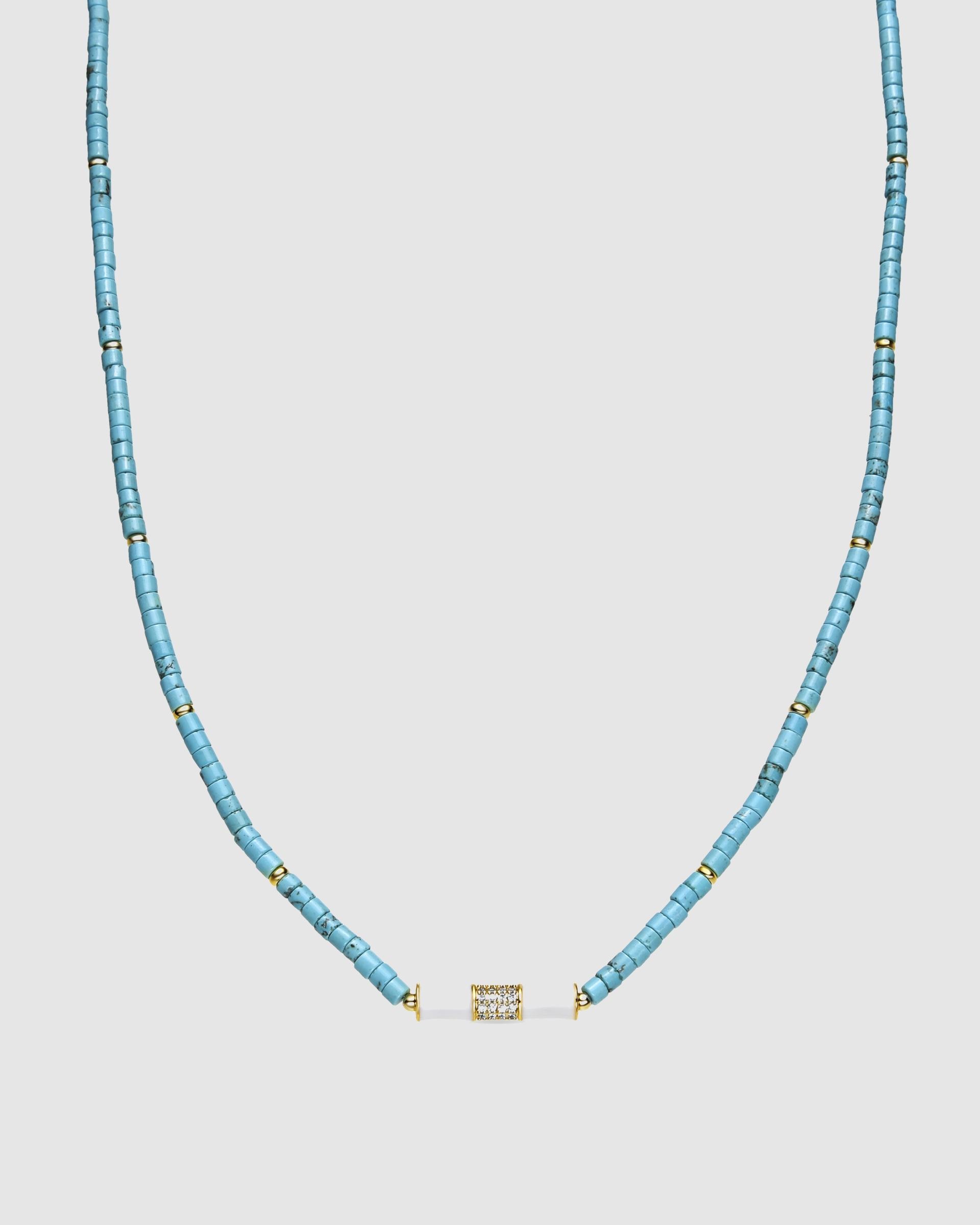 Colar Boho com Acabamento em Ouro de 18 Quilates com Turquesa Turquesa-1